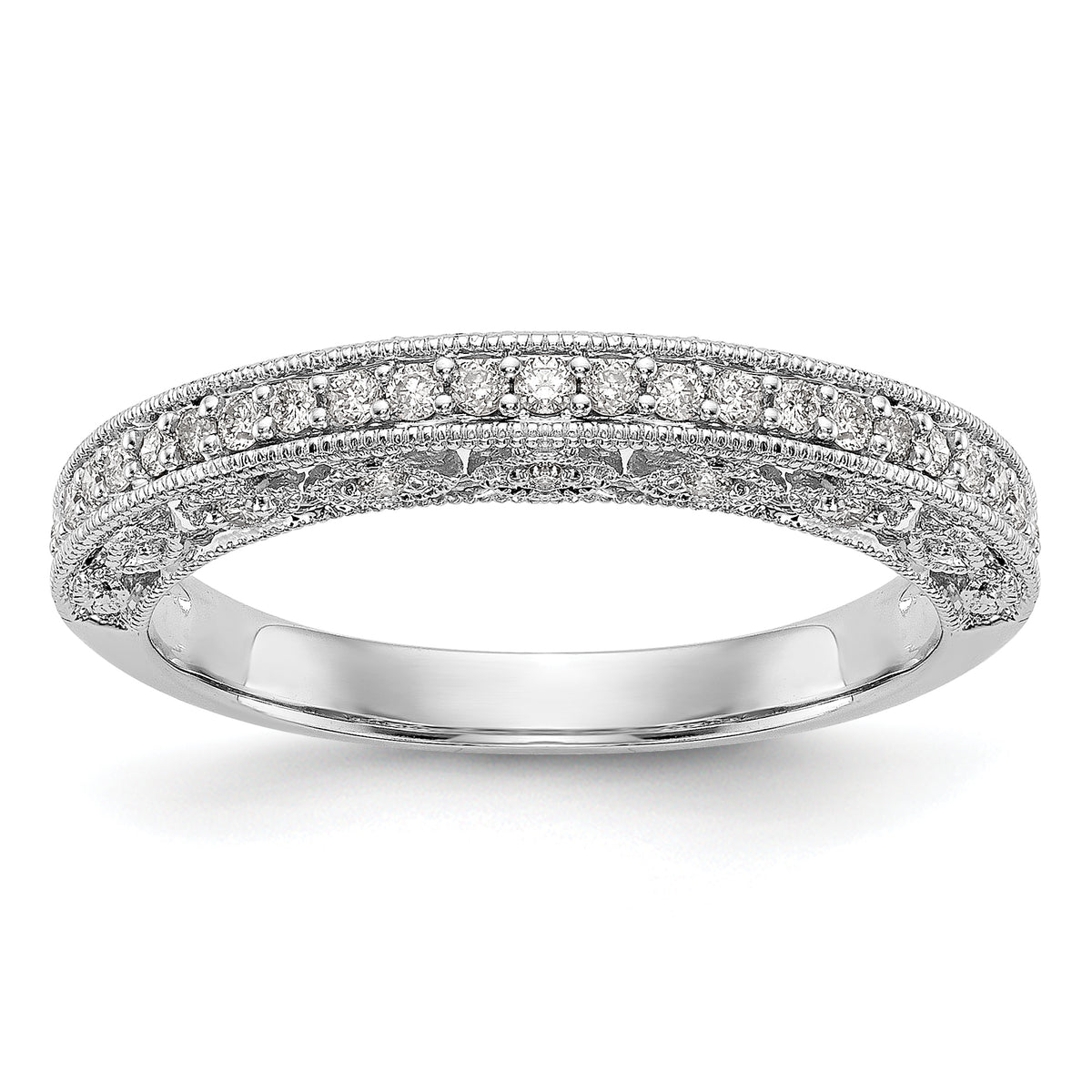 14K White Gold 1/4 carat Diamond Complete Wedding Band - 7
