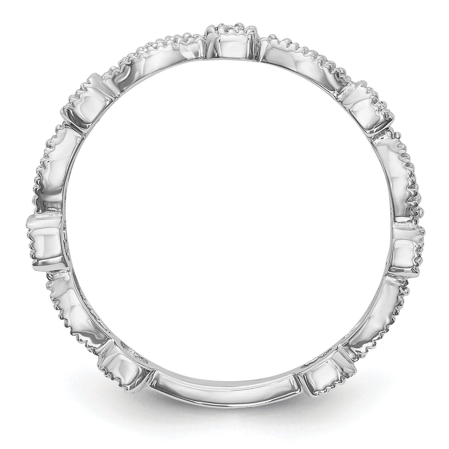 14K White Gold 1/10 carat Diamond Complete Wedding Band Secondary image