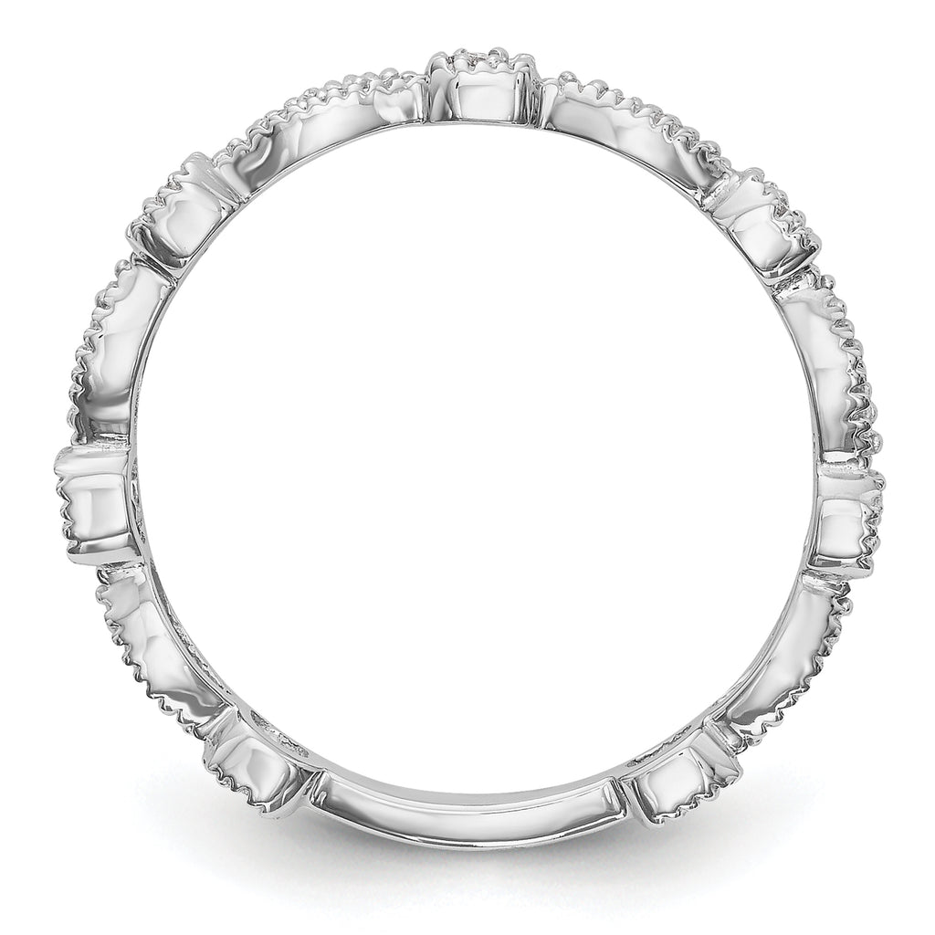 14K White Gold 1/10 carat Diamond Complete Wedding Band