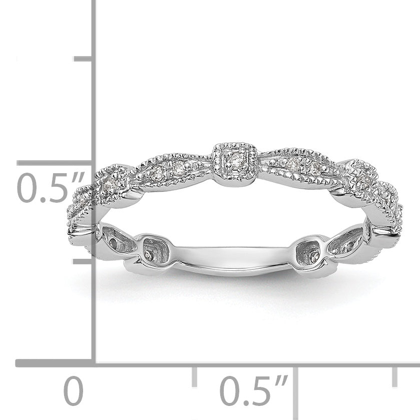 14K White Gold 1/10 carat Diamond Complete Wedding Band