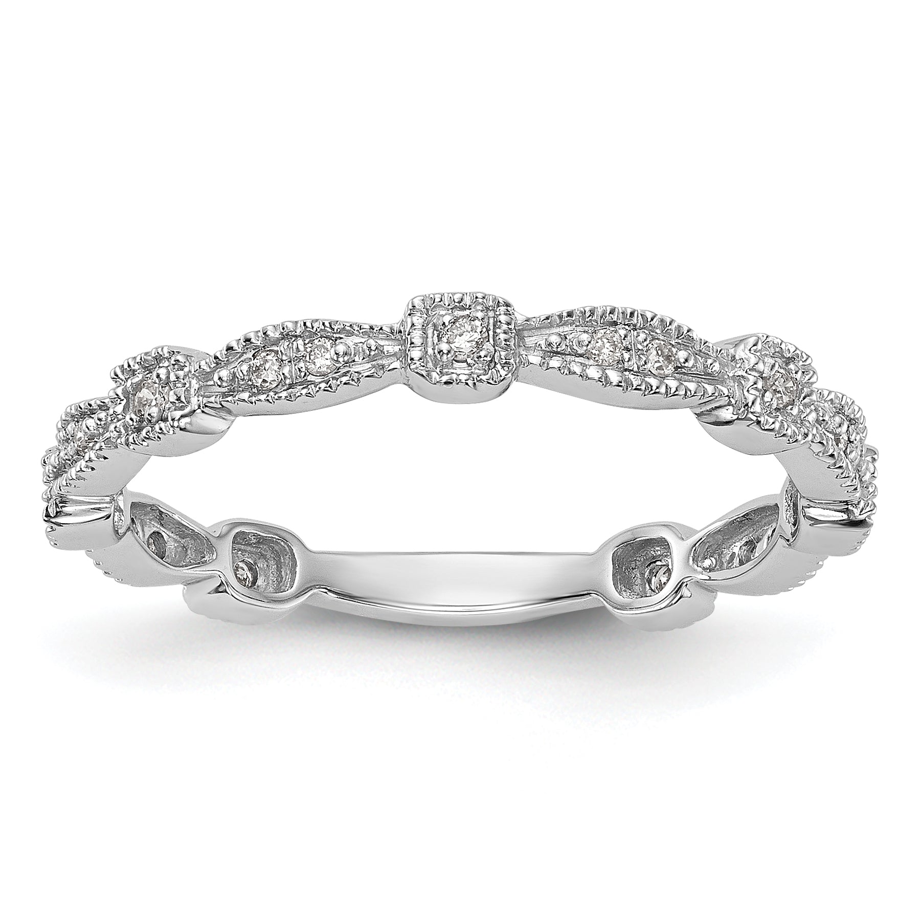 14K White Gold 1/10 carat Diamond Complete Wedding Band Main image