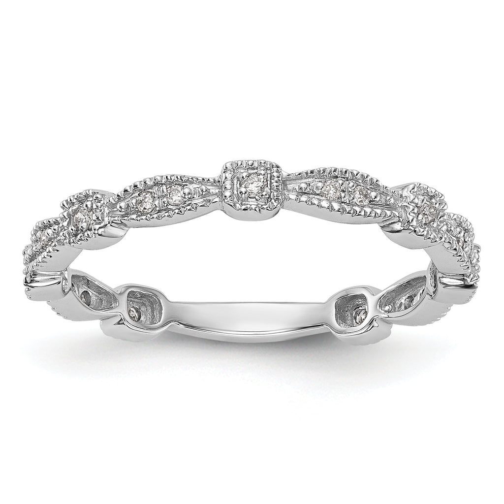 14K White Gold 1/10 carat Diamond Complete Wedding Band