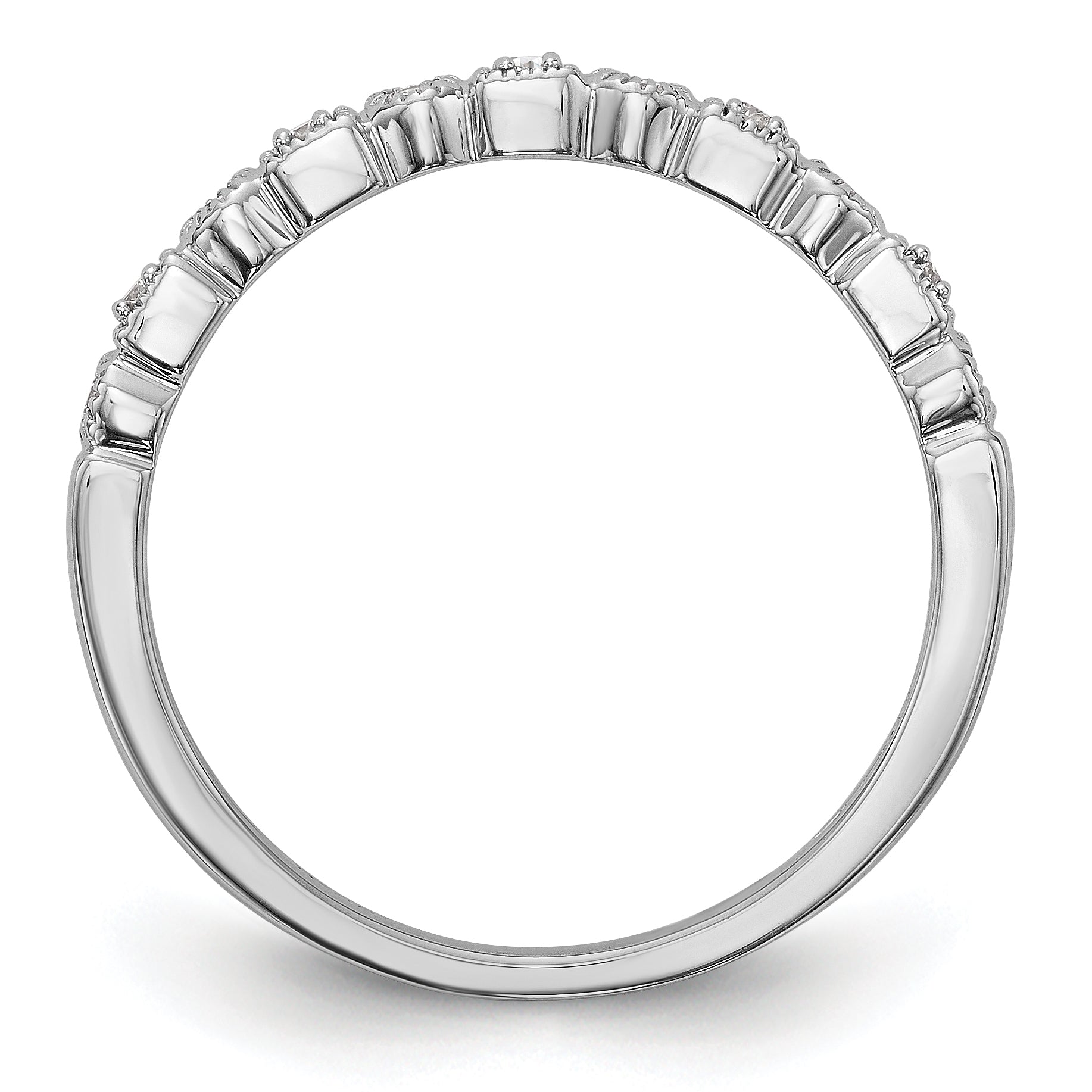 14K White Gold Diamond Band - 7