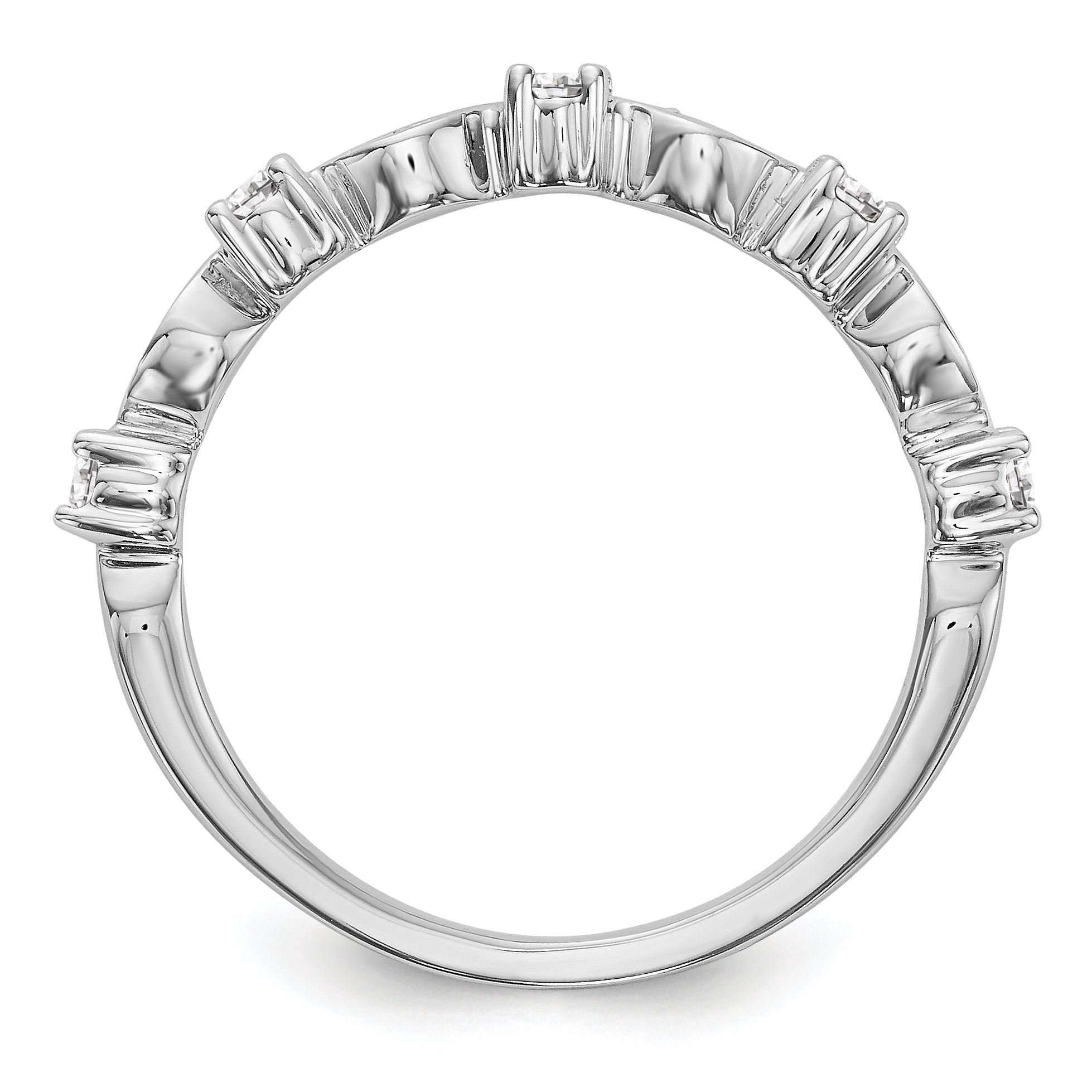 14K White Gold Diamond Band - 7