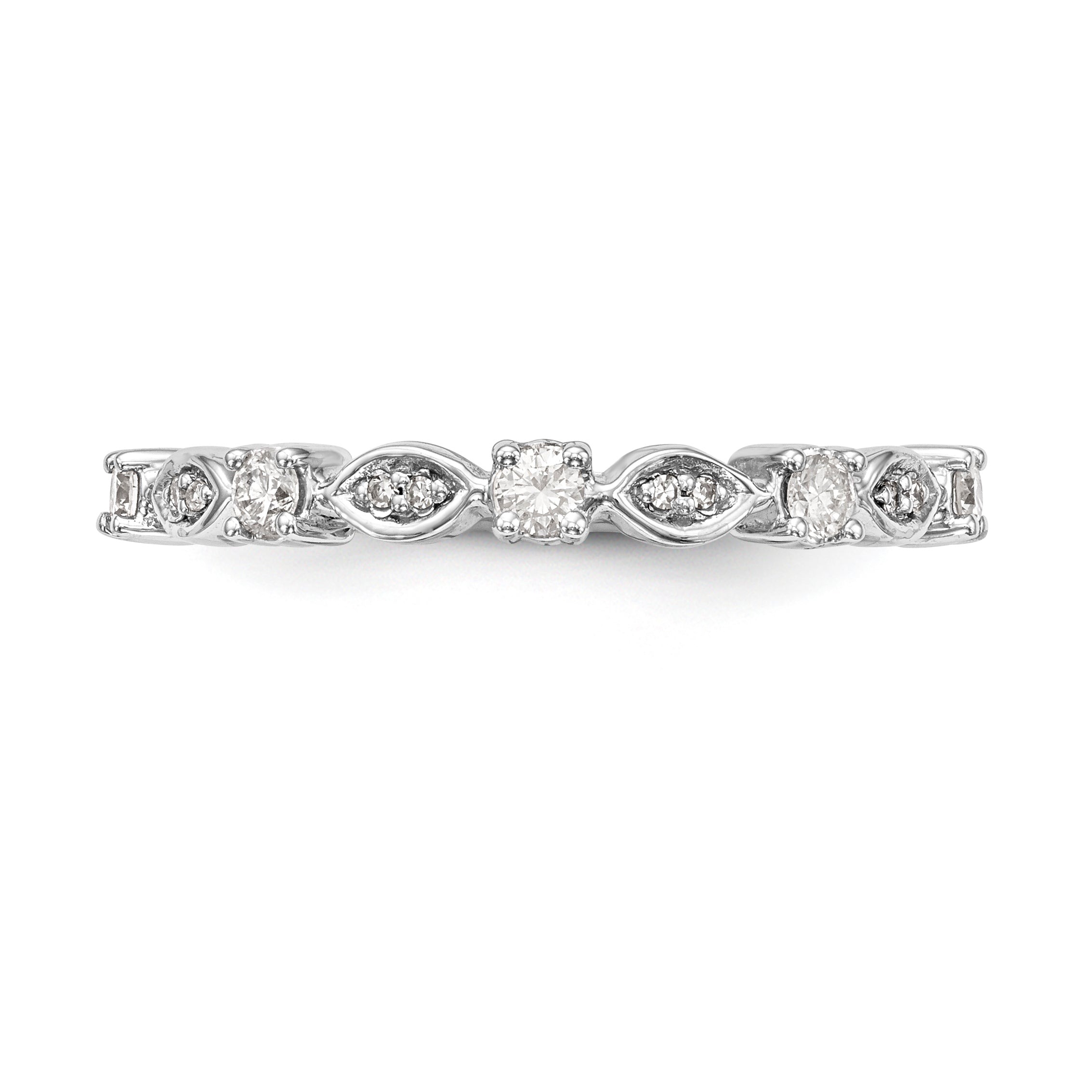 14K White Gold Diamond Band - 7