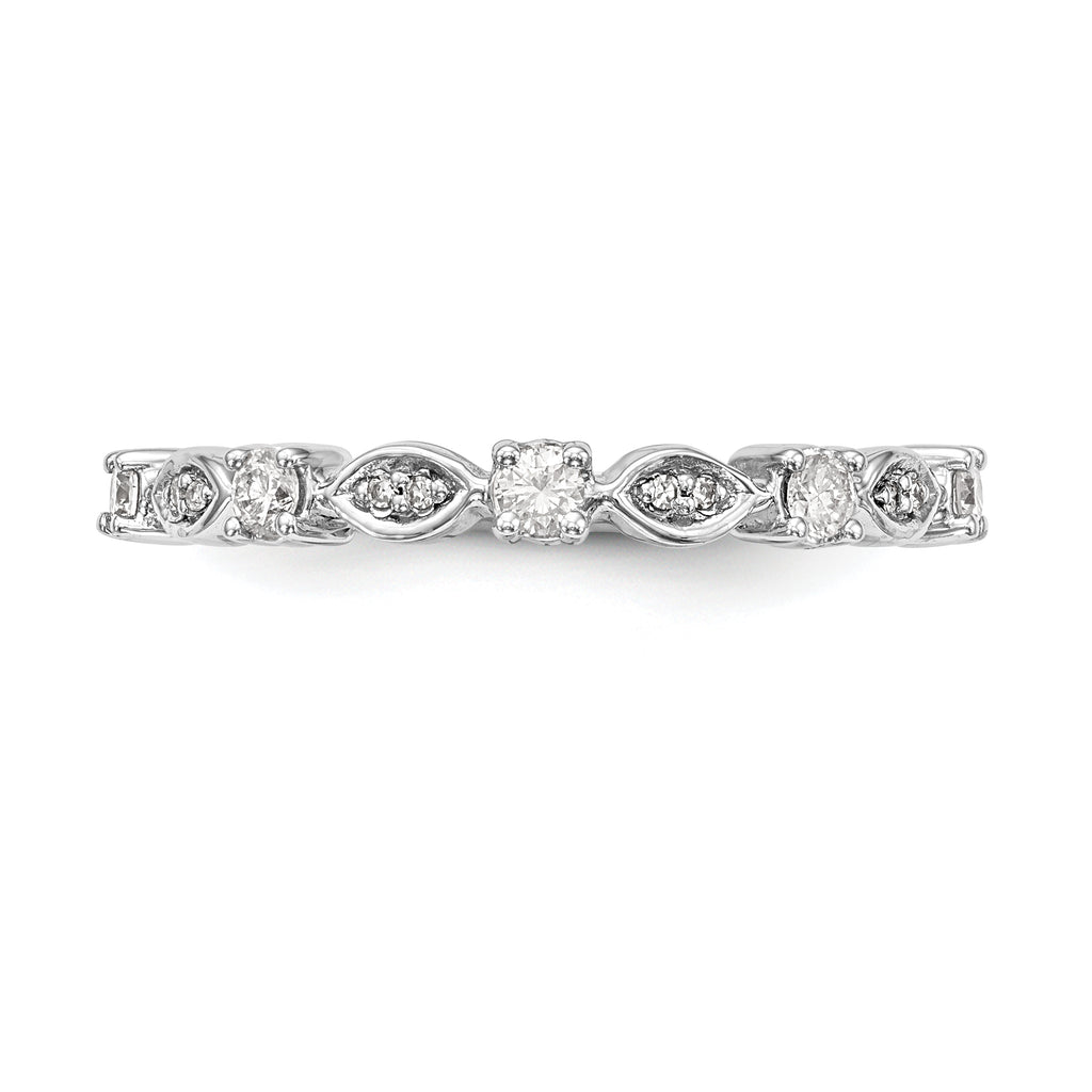 14K White Gold 1/4 carat Diamond Complete Wedding Band