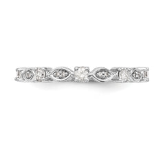 14K White Gold Diamond Band - 7