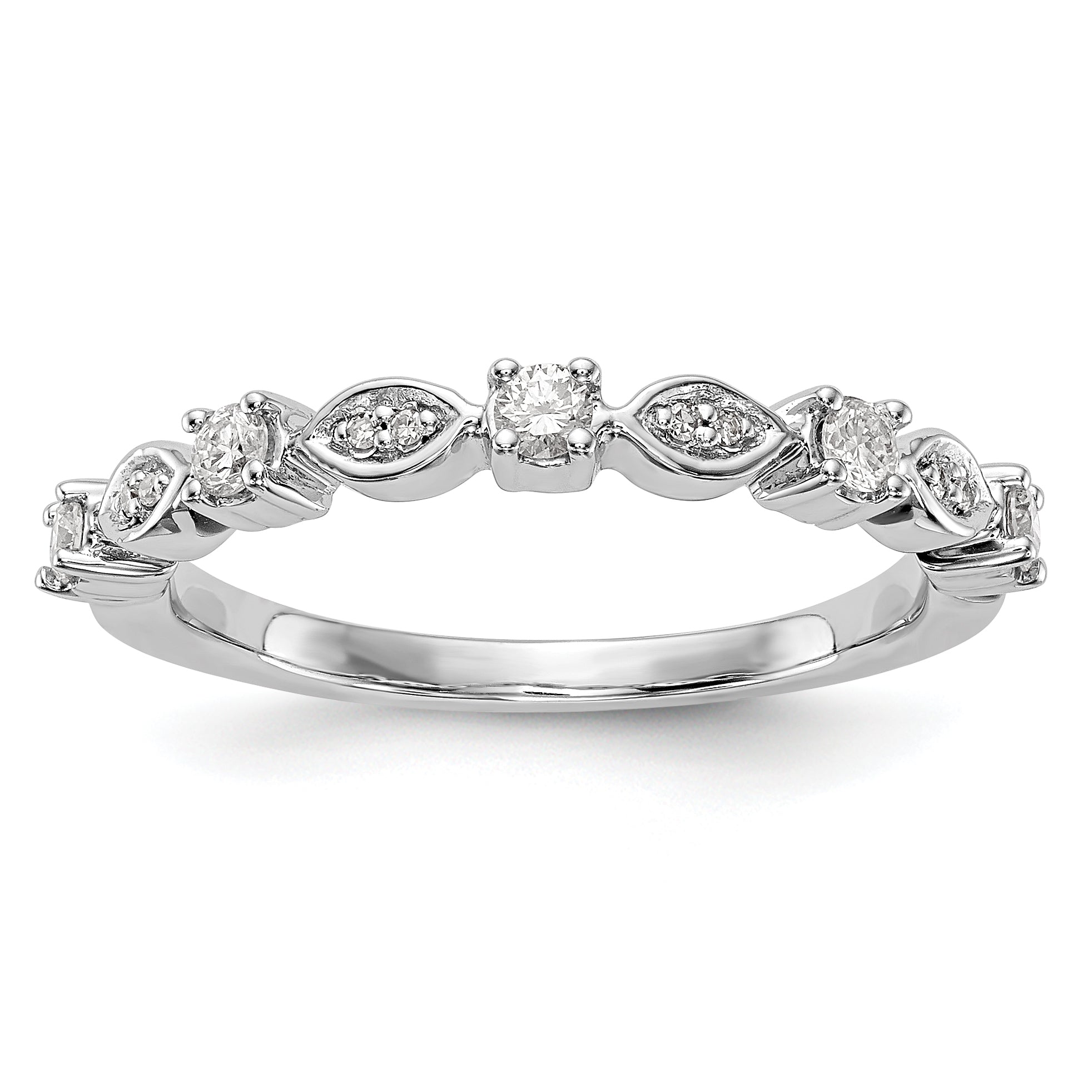 14K White Gold 1/4 carat Diamond Complete Wedding Band