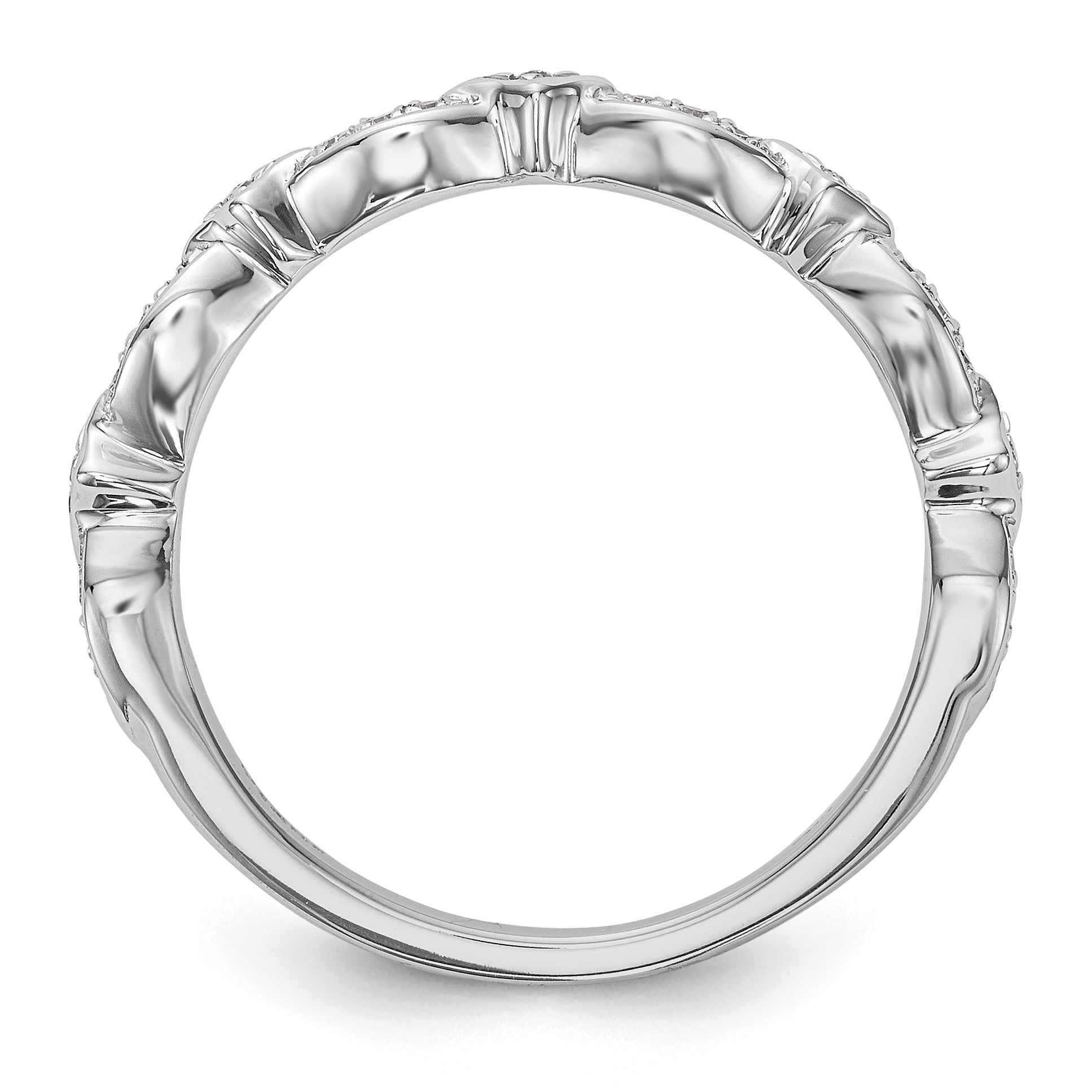 14K White Gold 1/15 carat Diamond Complete Wedding Band Secondary image