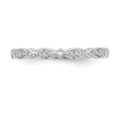 14K White Gold Diamond Band - 7