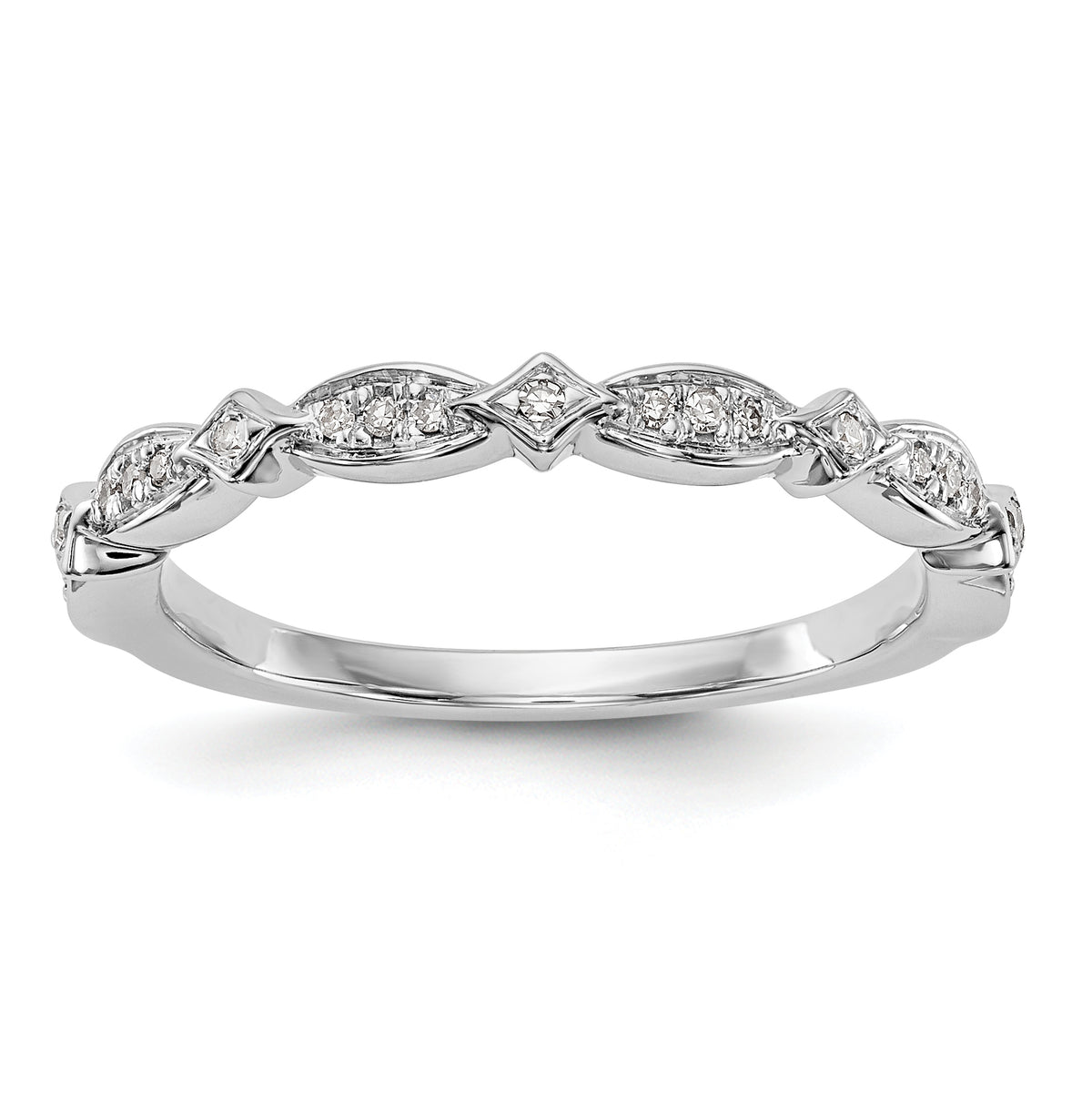 14K White Gold Diamond Band - 7