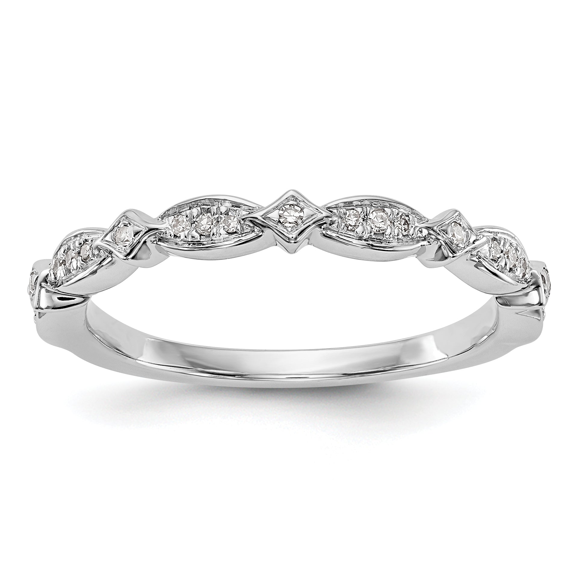 14K White Gold 1/15 carat Diamond Complete Wedding Band