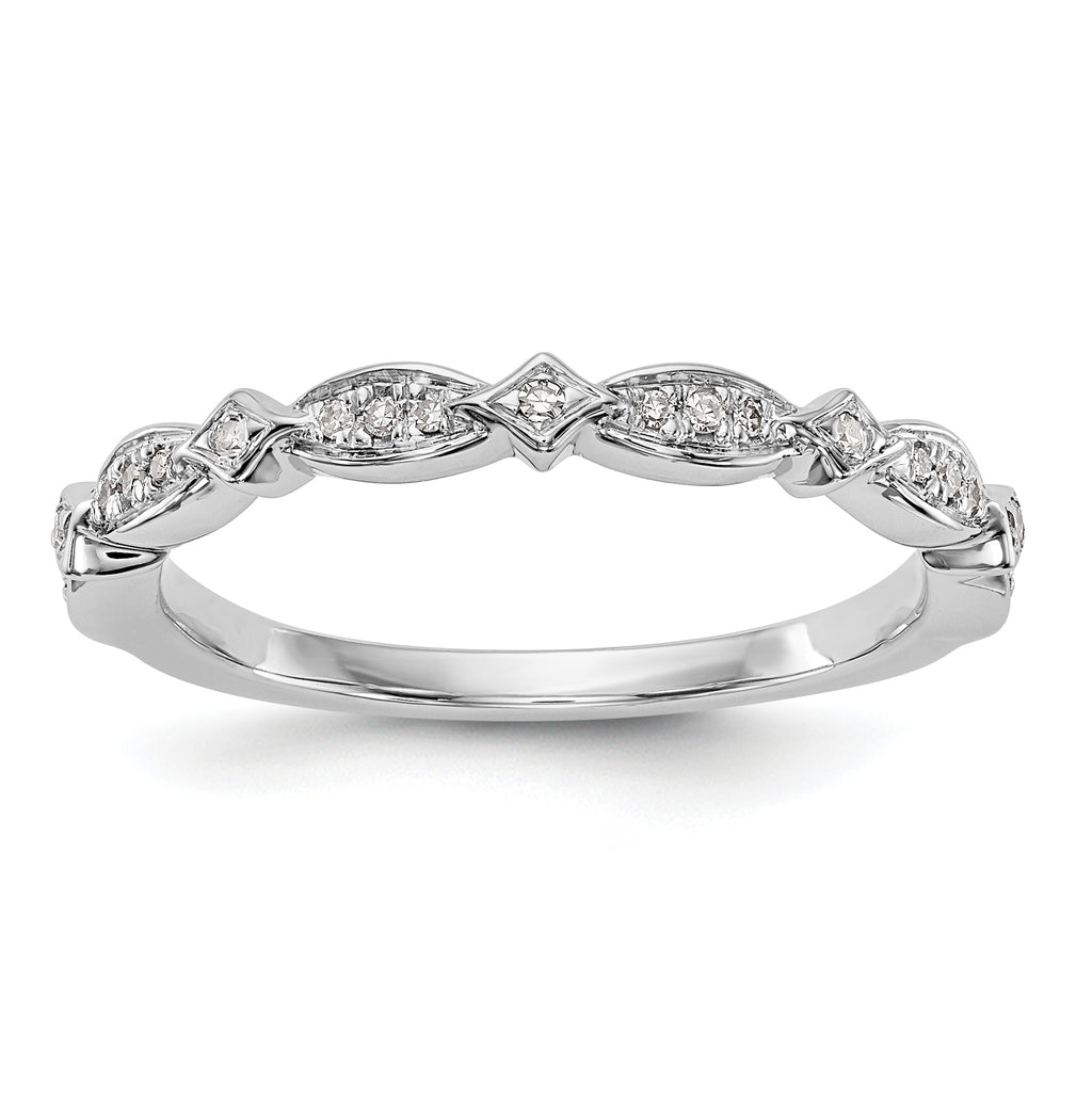 14K White Gold 1/15 carat Diamond Complete Wedding Band