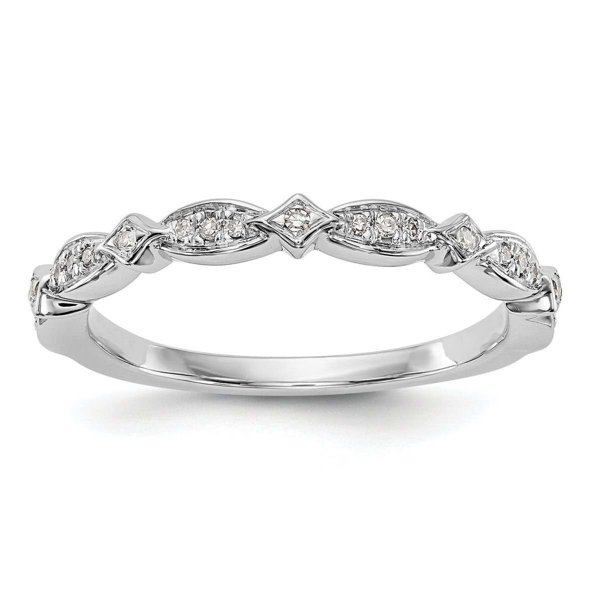 14K White Gold 1/15 carat Diamond Complete Wedding Band