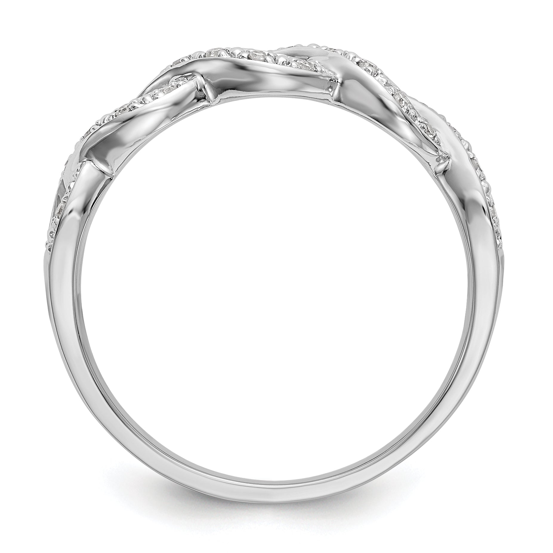 14K White Gold Twist Design 1/10 carat Complete Diamond Band
