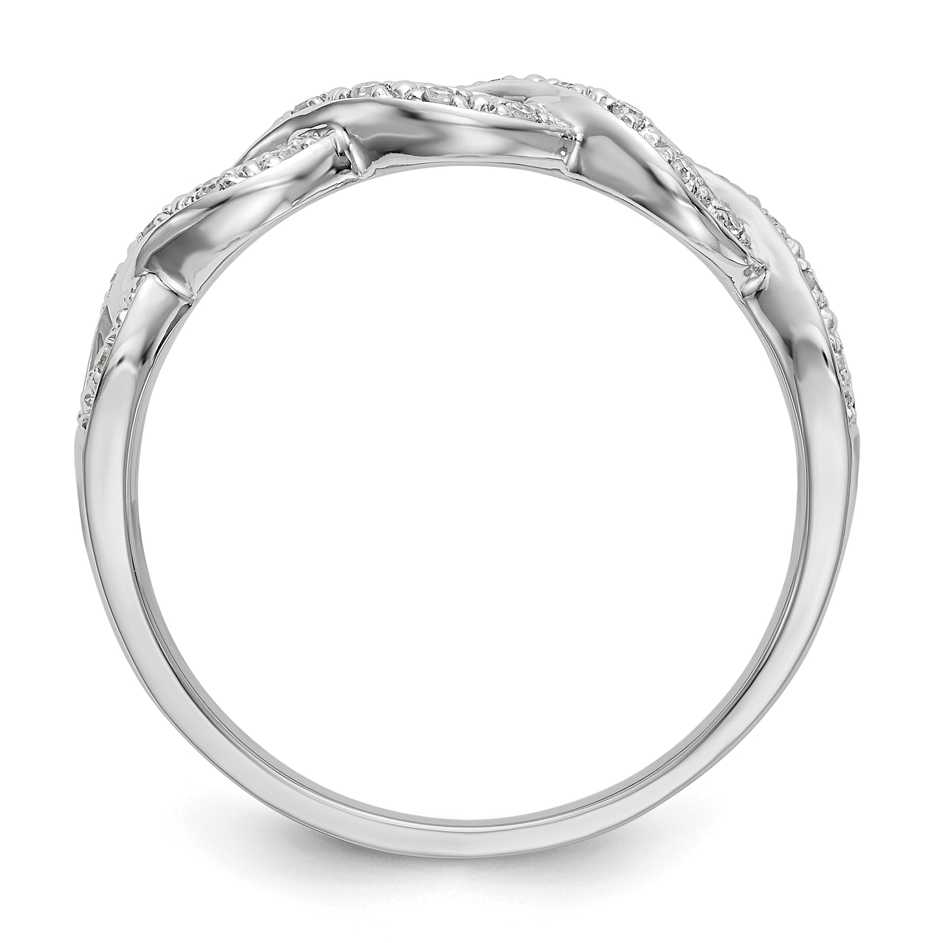 14K White Gold Twist Design 1/10 carat Complete Diamond Band