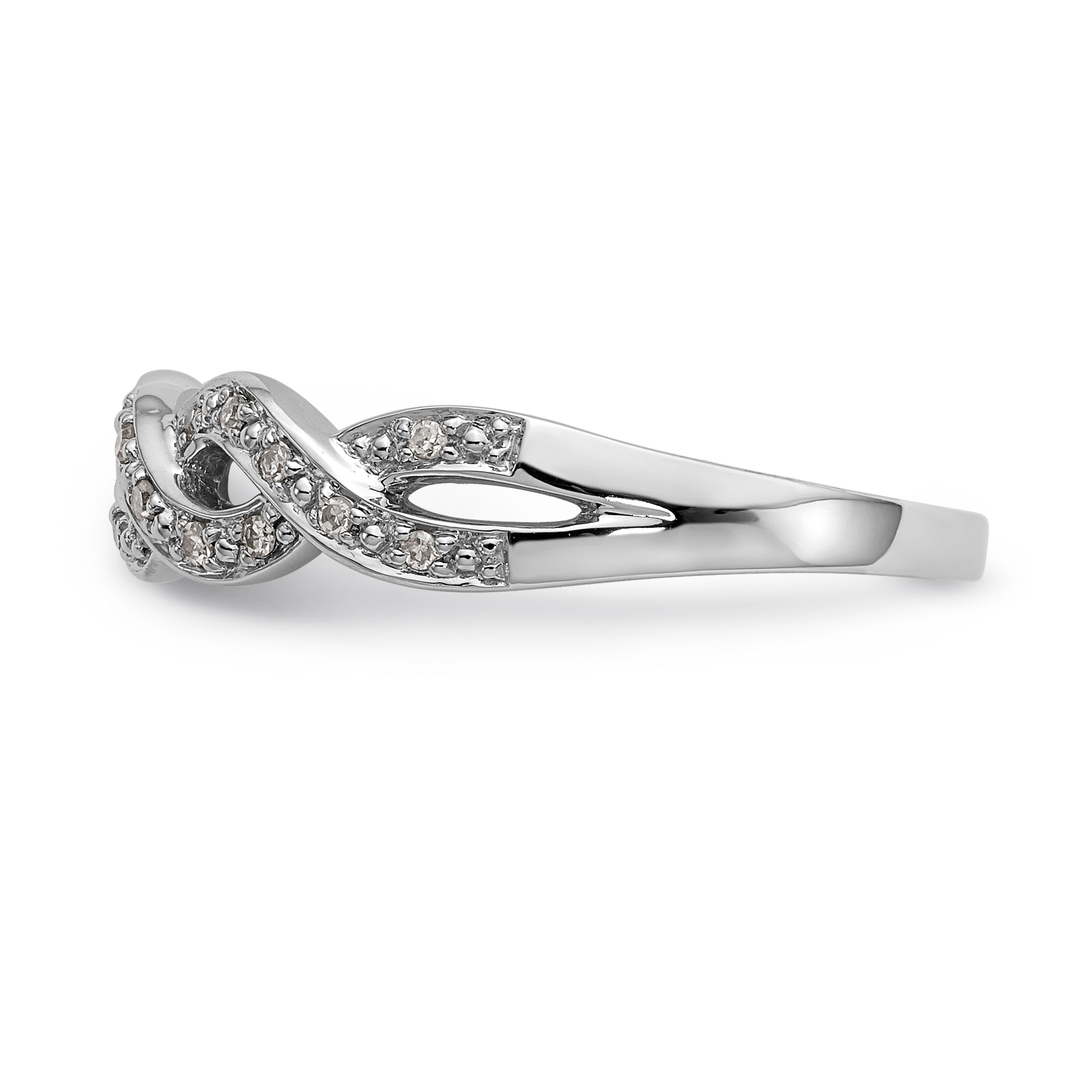 14K White Gold Twist Design 1/10 carat Complete Diamond Band
