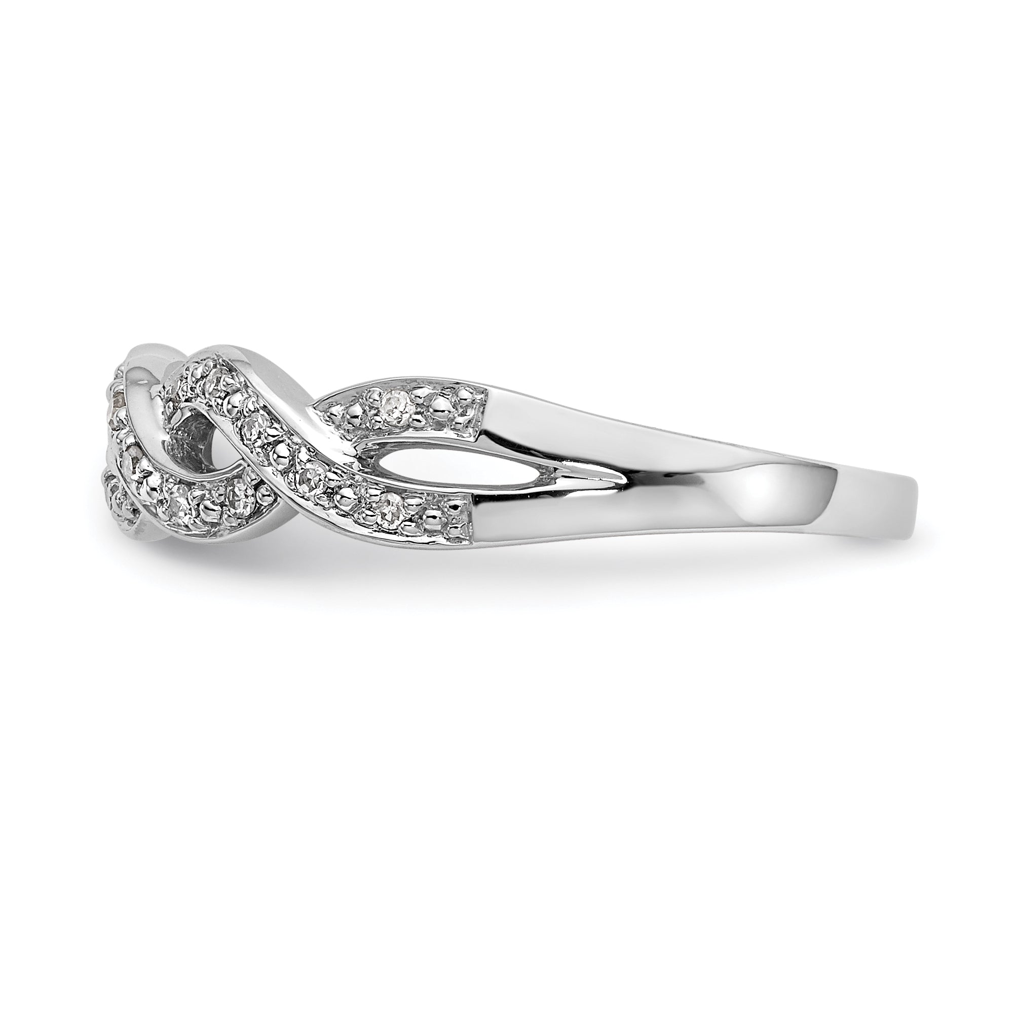 14K White Gold Twist Design 1/10 carat Complete Diamond Band