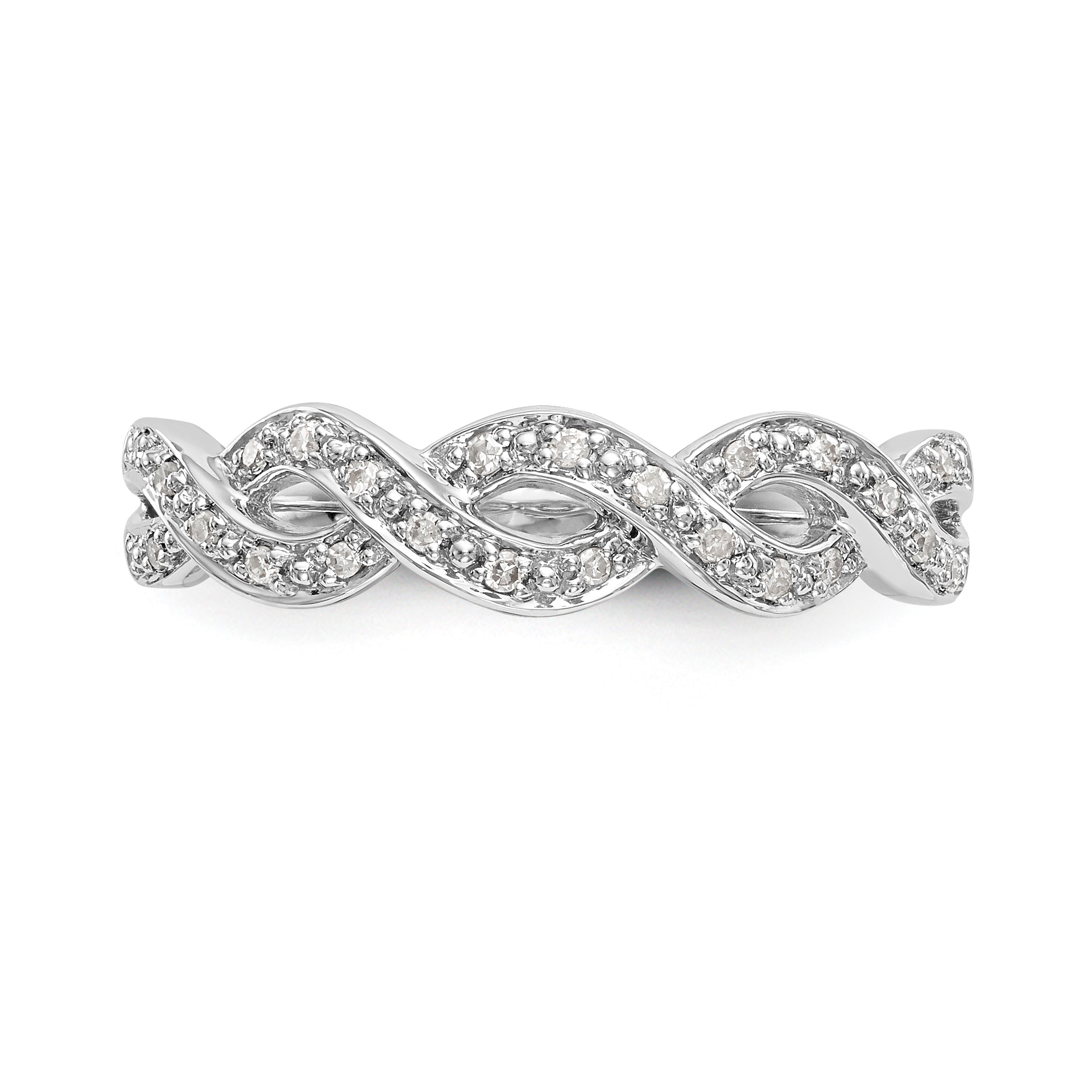 14K White Gold Twist Design 1/10 carat Complete Diamond Band
