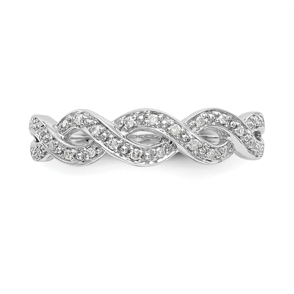14K White Gold Twist Design 1/10 carat Complete Diamond Band