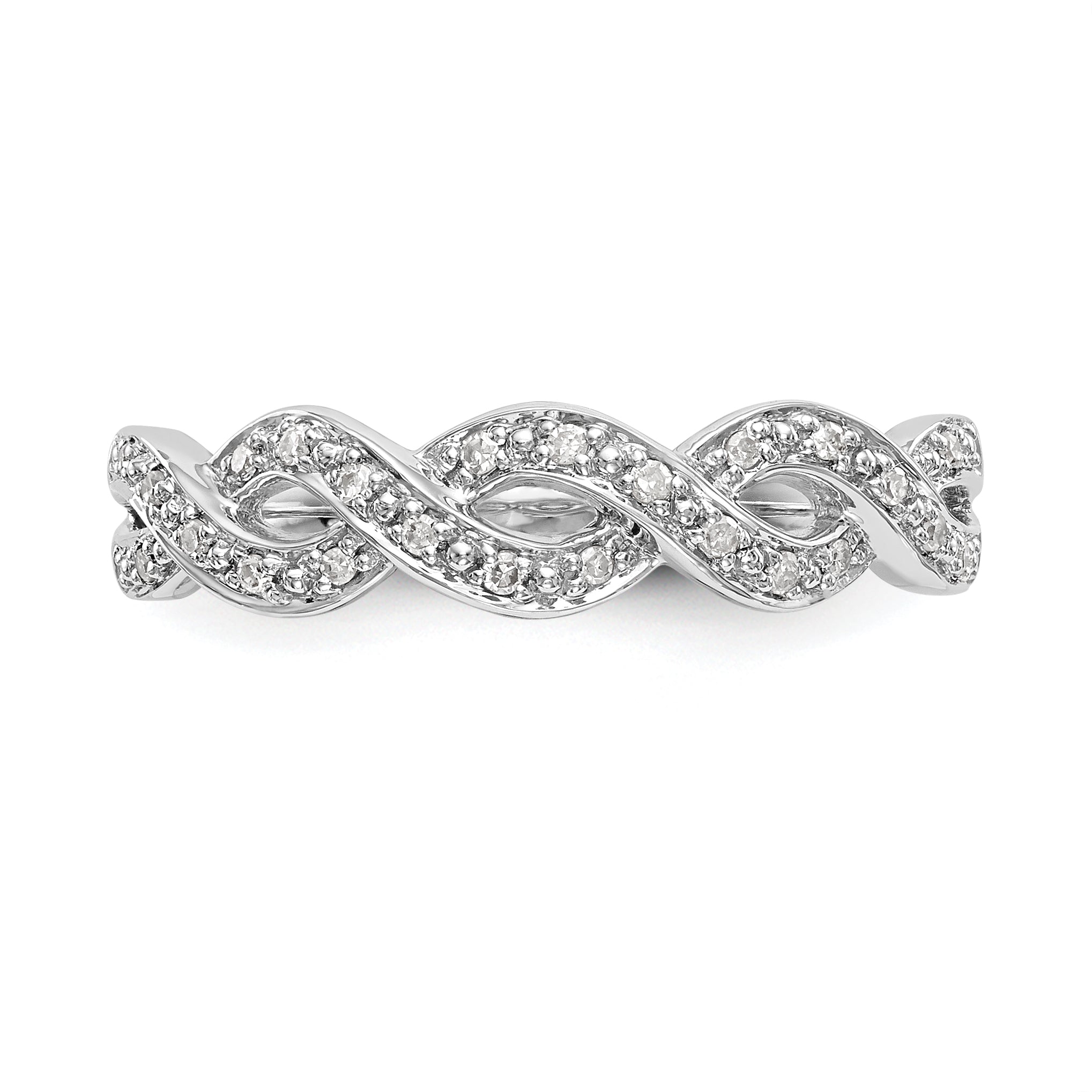 14K White Gold Twist Design 1/10 carat Complete Diamond Band