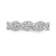 14K White Gold Twist Design 1/10 carat Complete Diamond Band