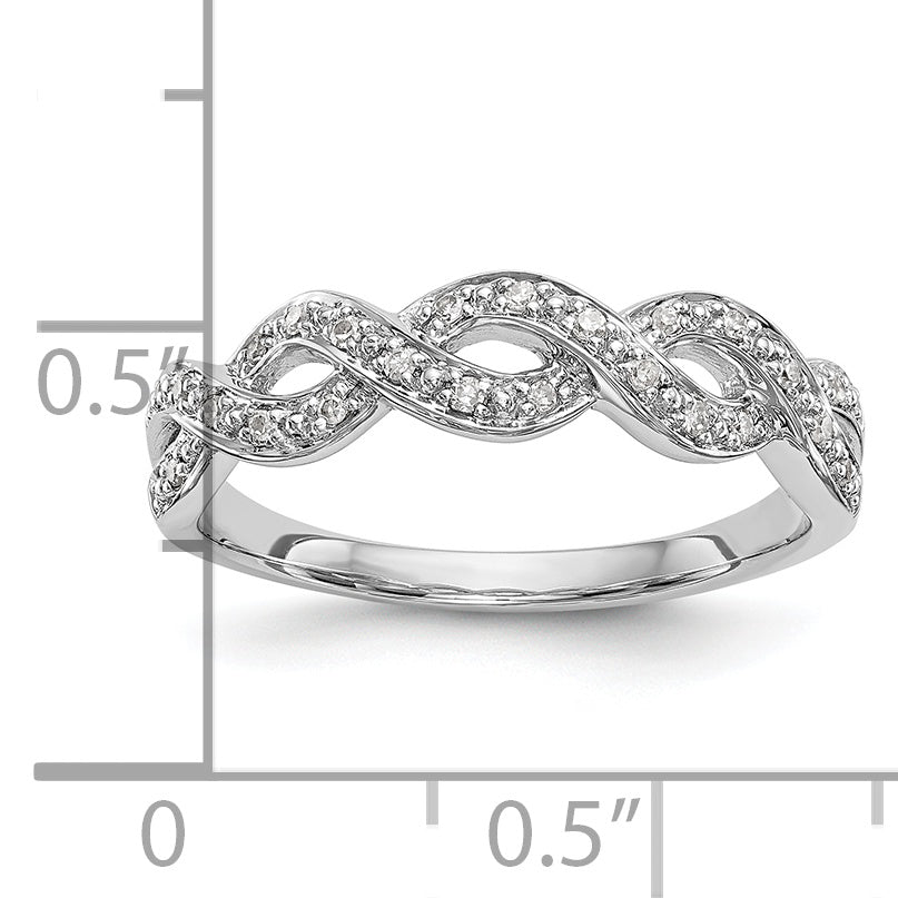 14K White Gold Twist Design 1/10 carat Complete Diamond Band