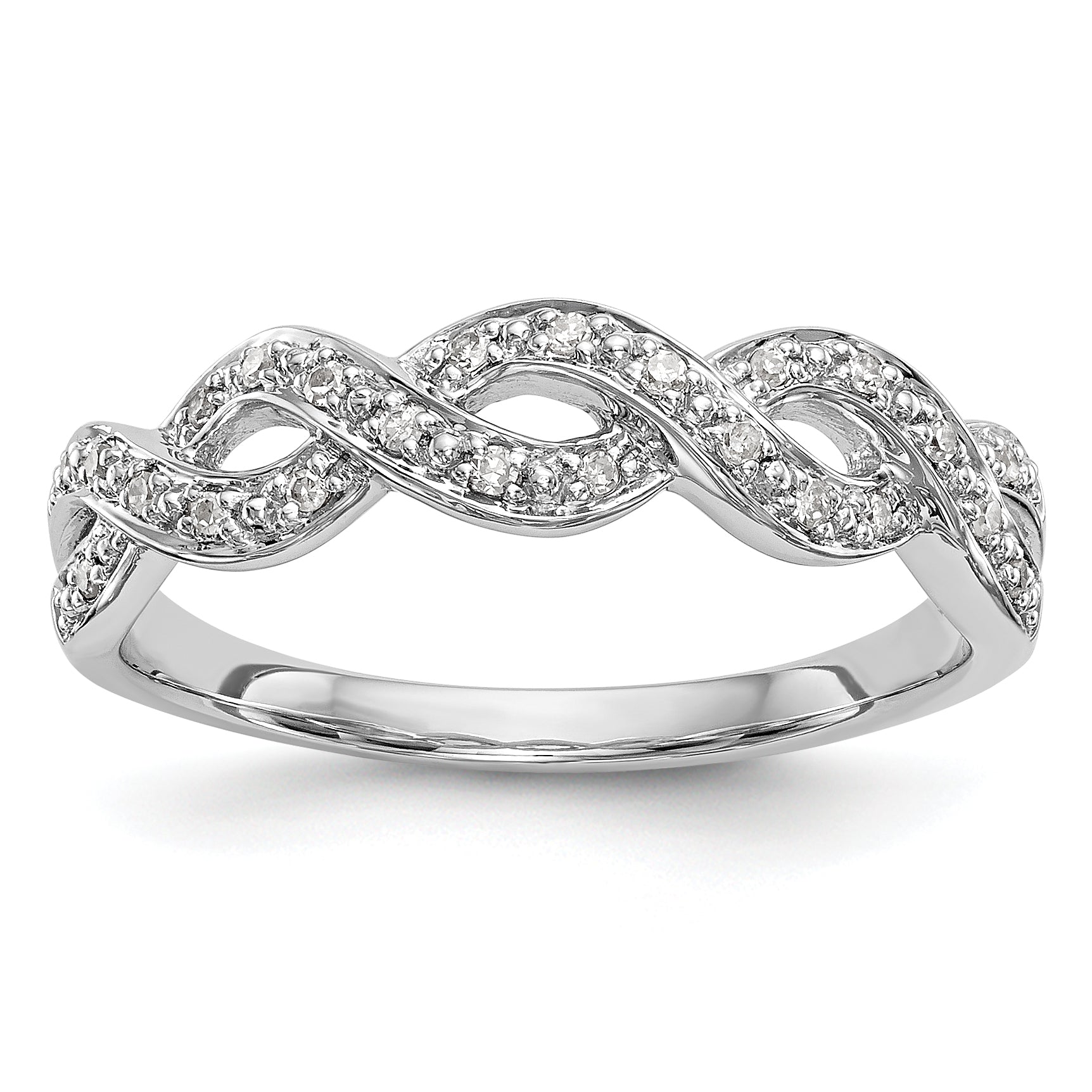14K White Gold Twist Design 1/10 carat Complete Diamond Band Main image
