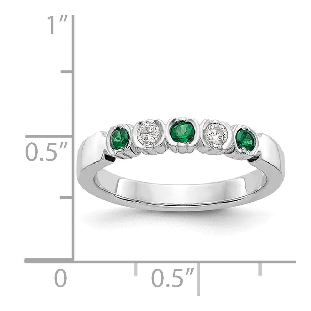 14K White Gold Diamond w/Emerald Band