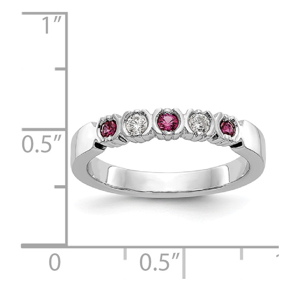 14K White Gold Diamond w/Ruby Band