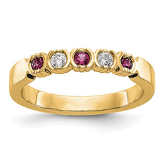 14K Yellow Gold 1/10 carat Diamond and Ruby Complete Band