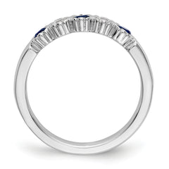 14K White Gold 1/10 carat Diamond and Blue Sapphire Complete Band