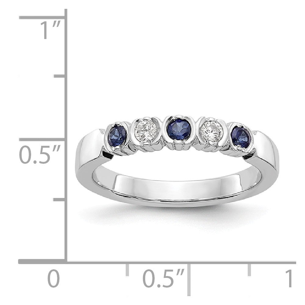 14K White Gold Diamond w/Sapphire Band