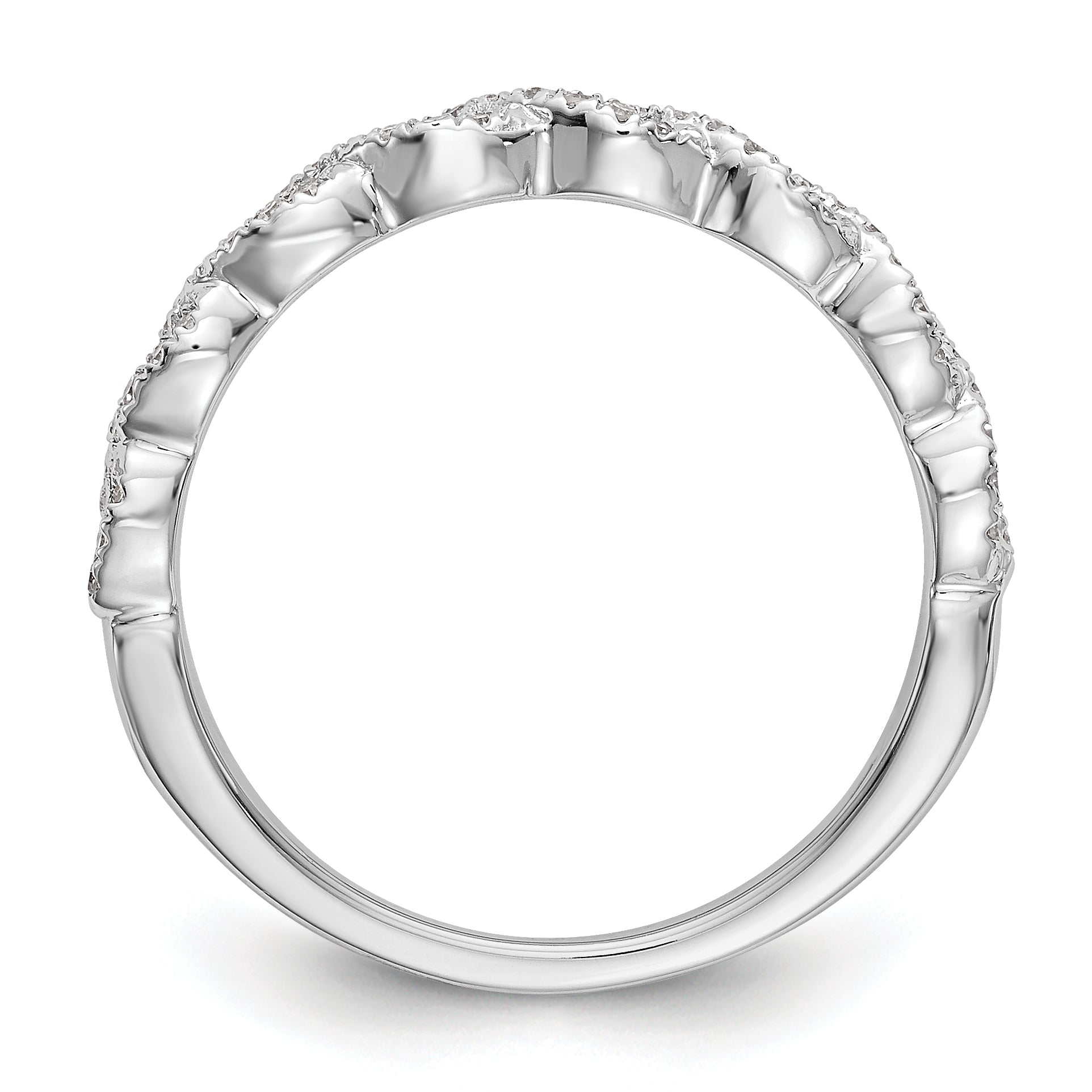 14K White Gold Twist Design 1/6 carat Complete Diamond Band Secondary image