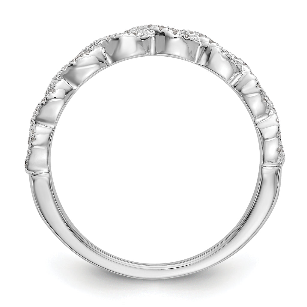 14K White Gold Twist Design 1/6 carat Complete Diamond Band