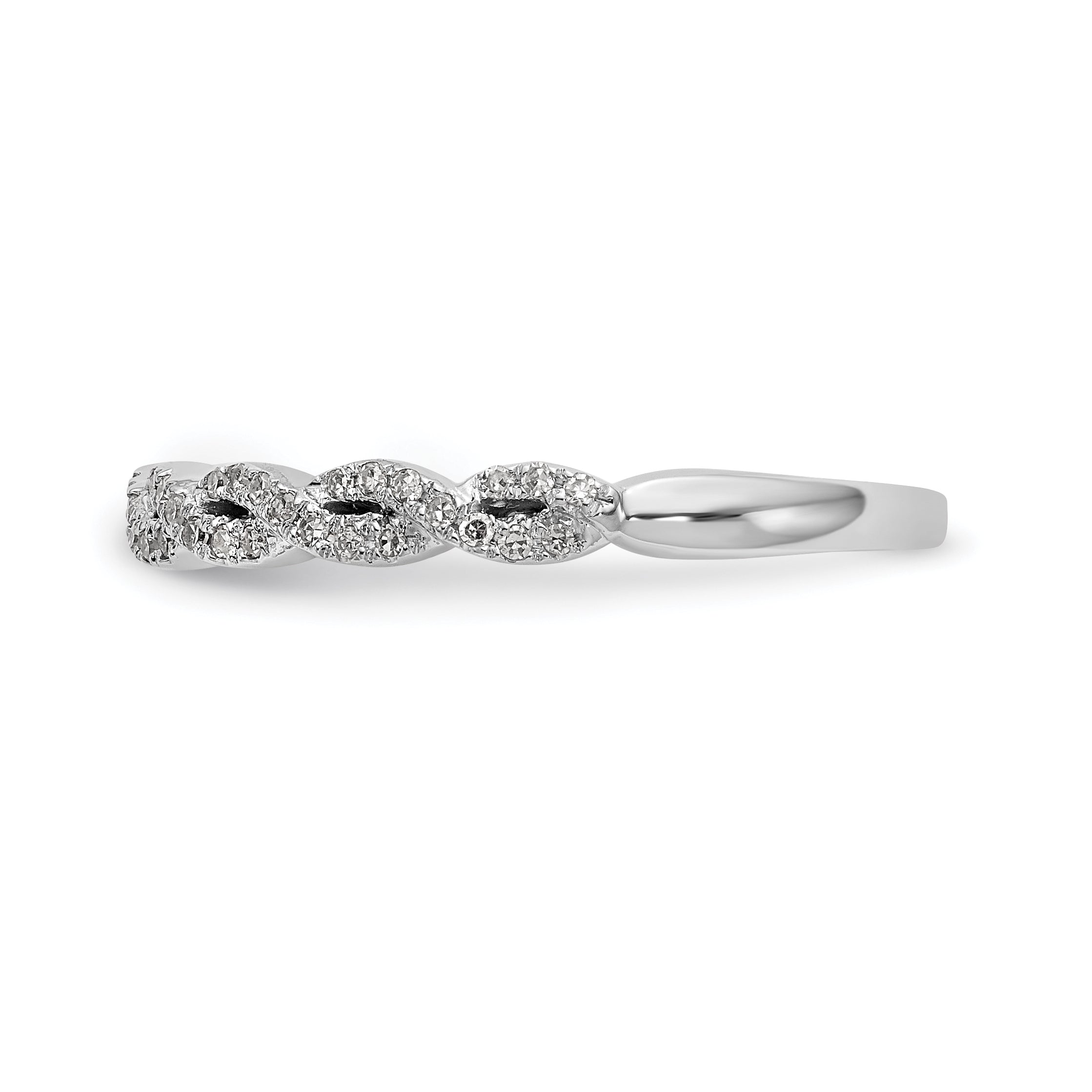 14K White Gold Twist Design 1/6 carat Complete Diamond Band