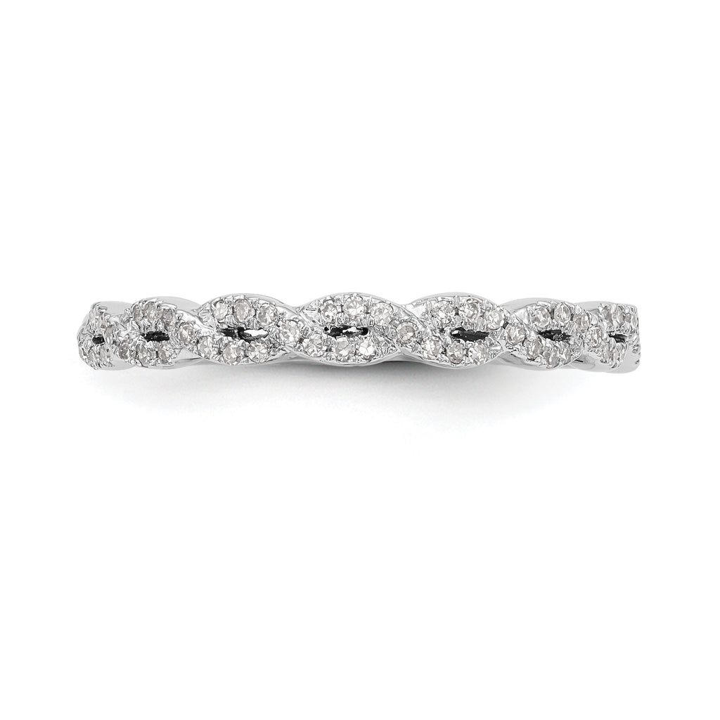 14K White Gold Twist Design 1/6 carat Complete Diamond Band