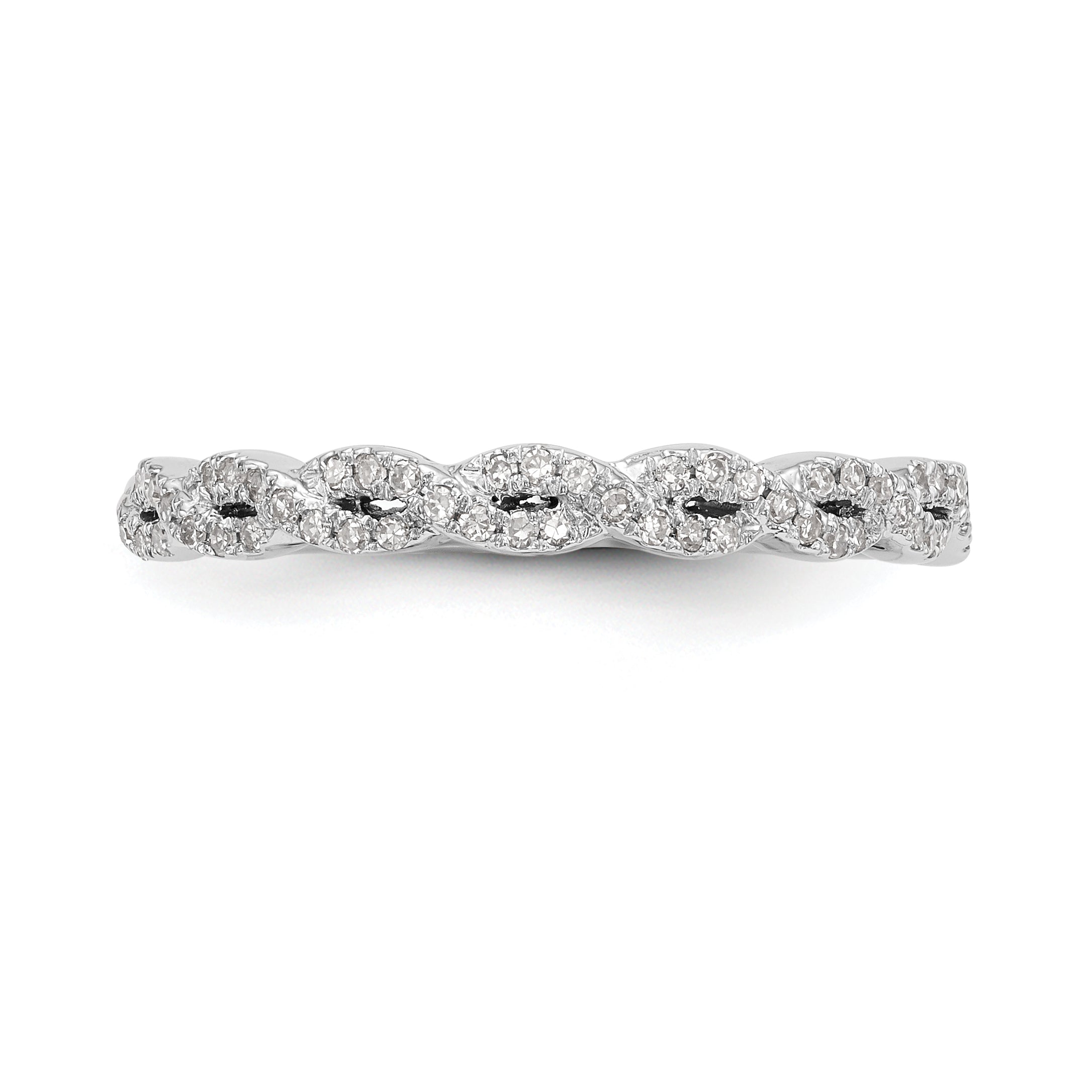 14K White Gold Twist Design 1/6 carat Complete Diamond Band