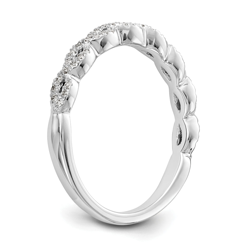 14K White Gold Twist Design 1/6 carat Complete Diamond Band