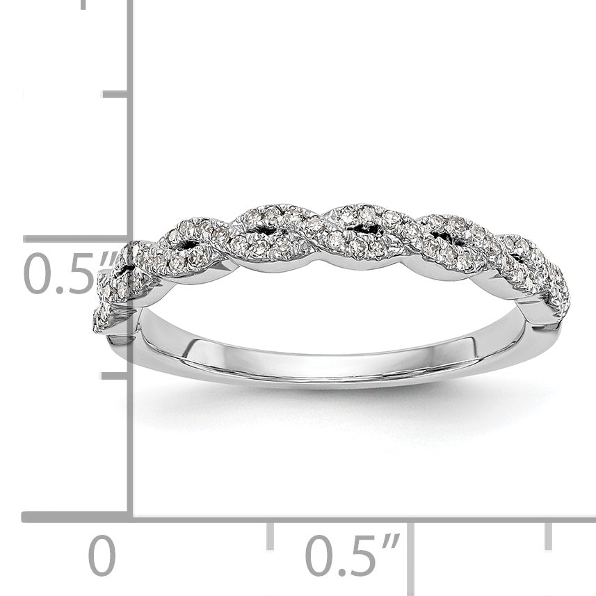 14K White Gold Twist Design 1/6 carat Complete Diamond Band