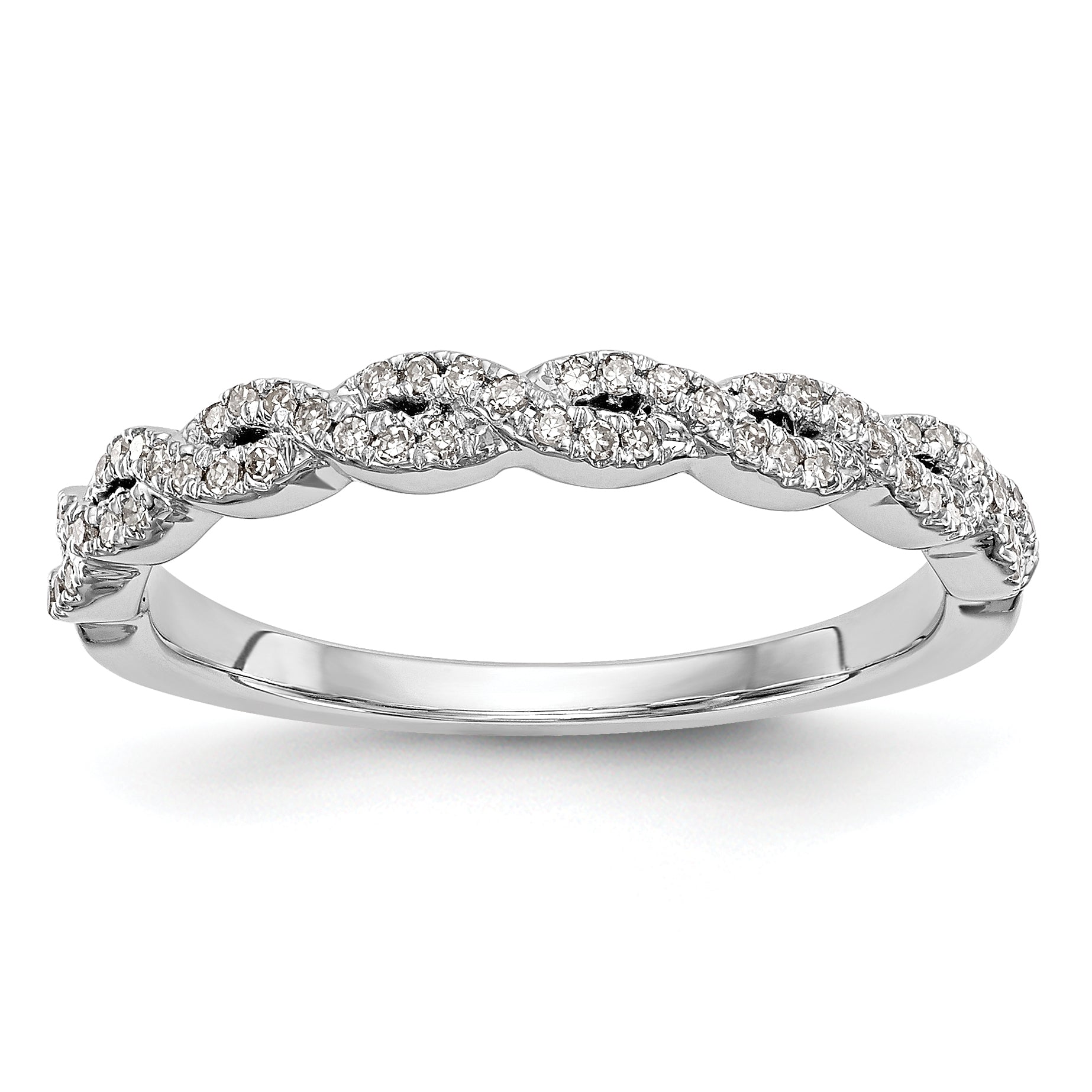 14K White Gold Twist Design 1/6 carat Complete Diamond Band Main image
