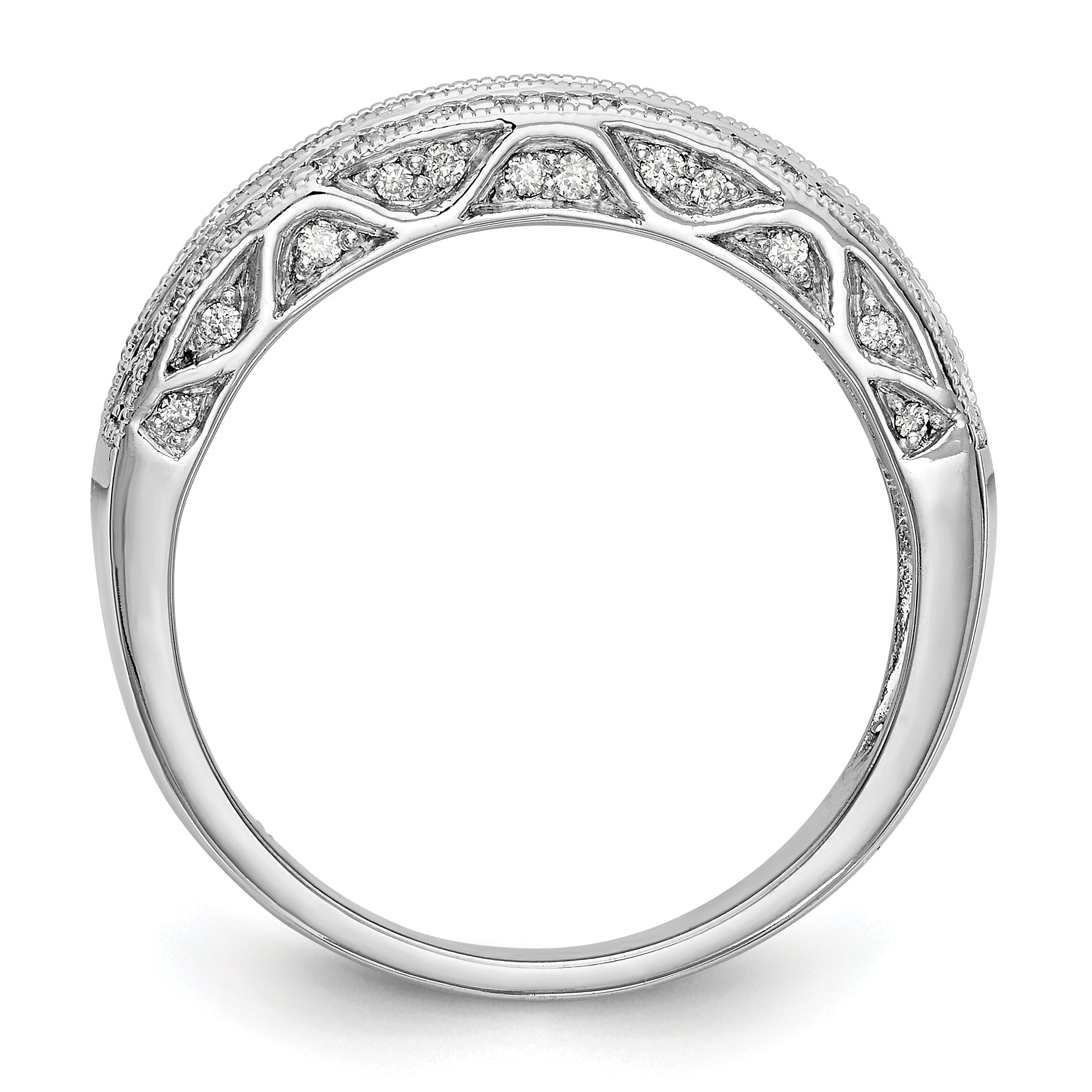 14K White Gold 3/4 carat Baguette/Round Diamond Complete Band Secondary image