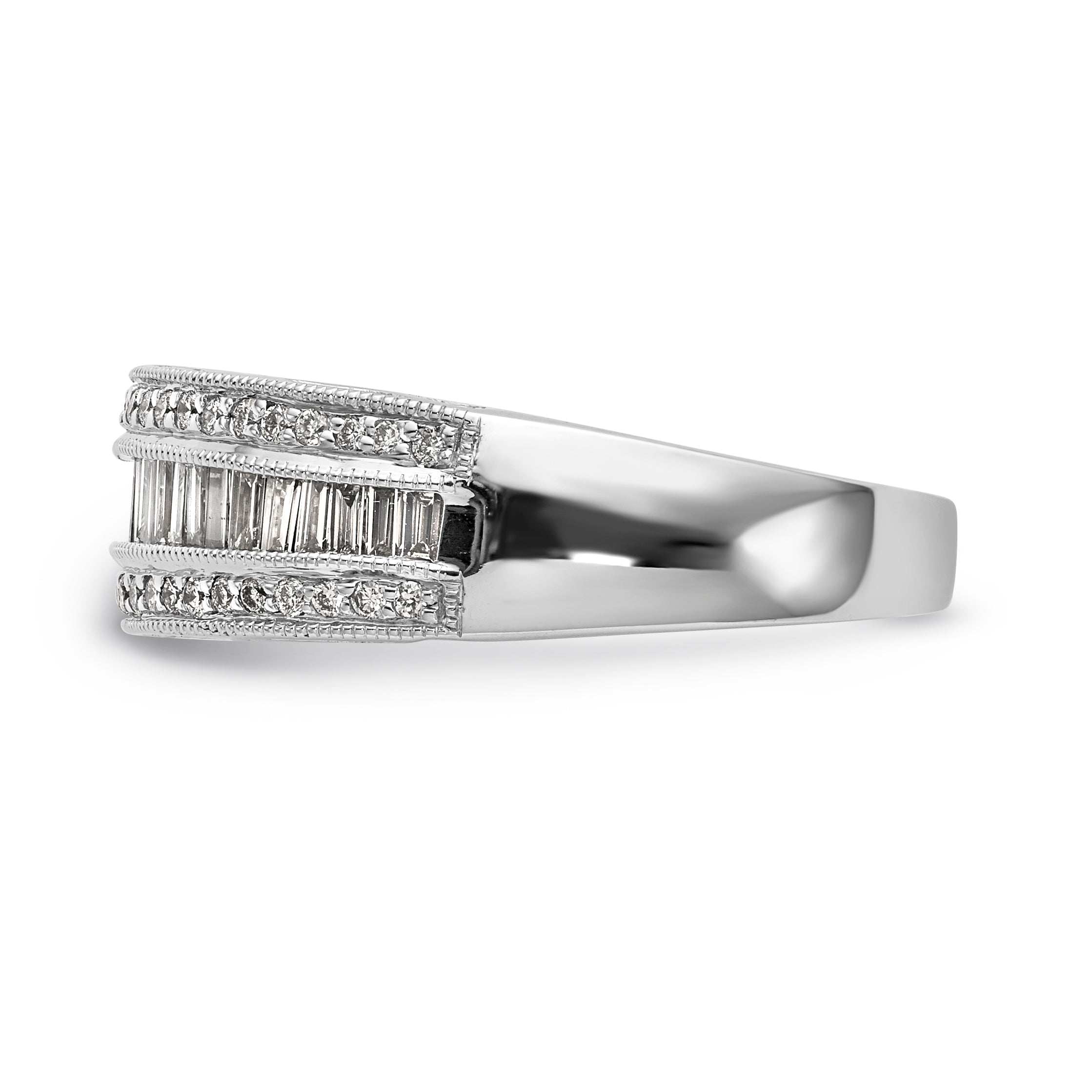 14K White Gold Diamond Band - 7