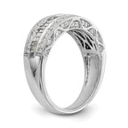 14K White Gold 3/4 carat Baguette/Round Diamond Complete Band