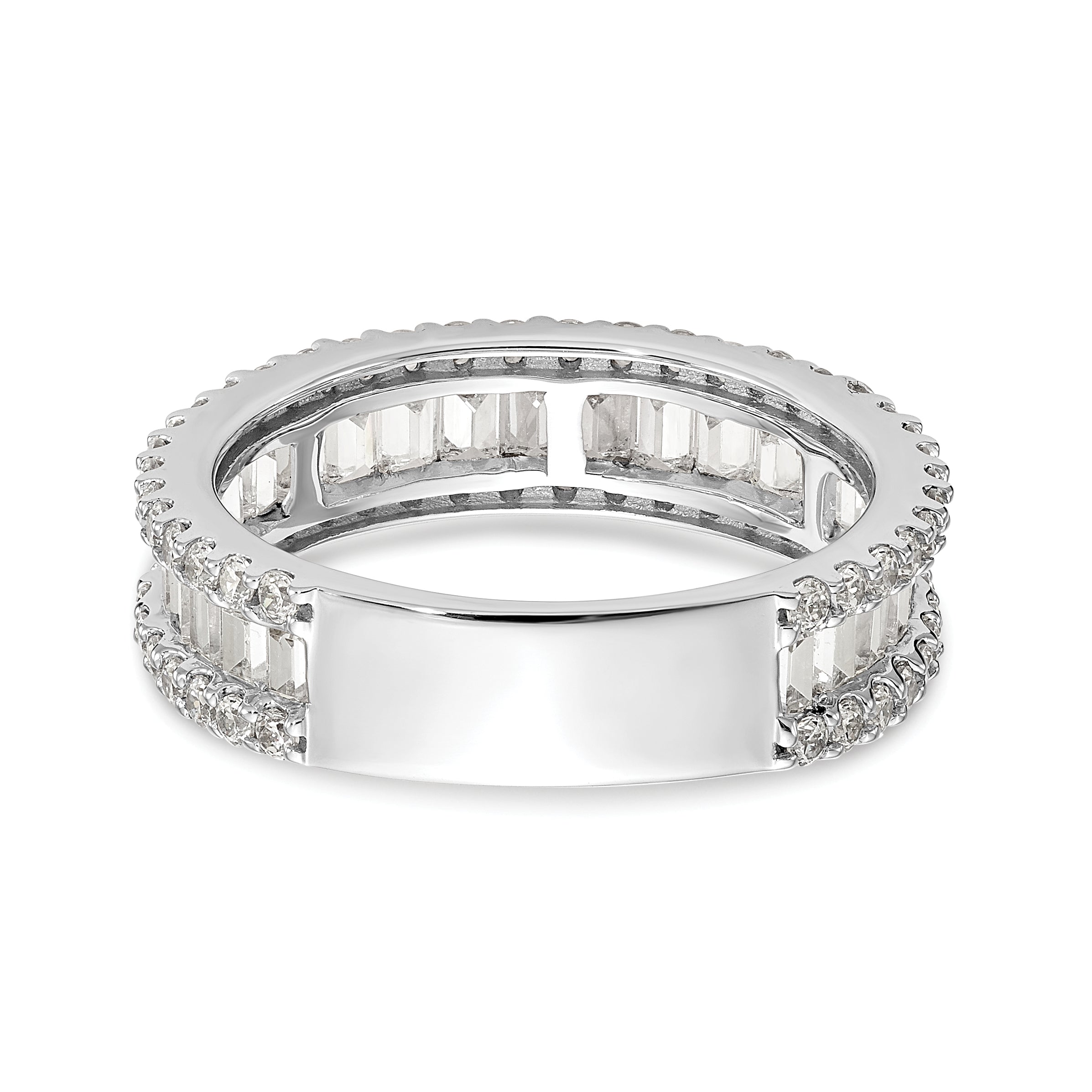 14K White Gold 1.5 carat Baguette/Round Diamond Complete Band