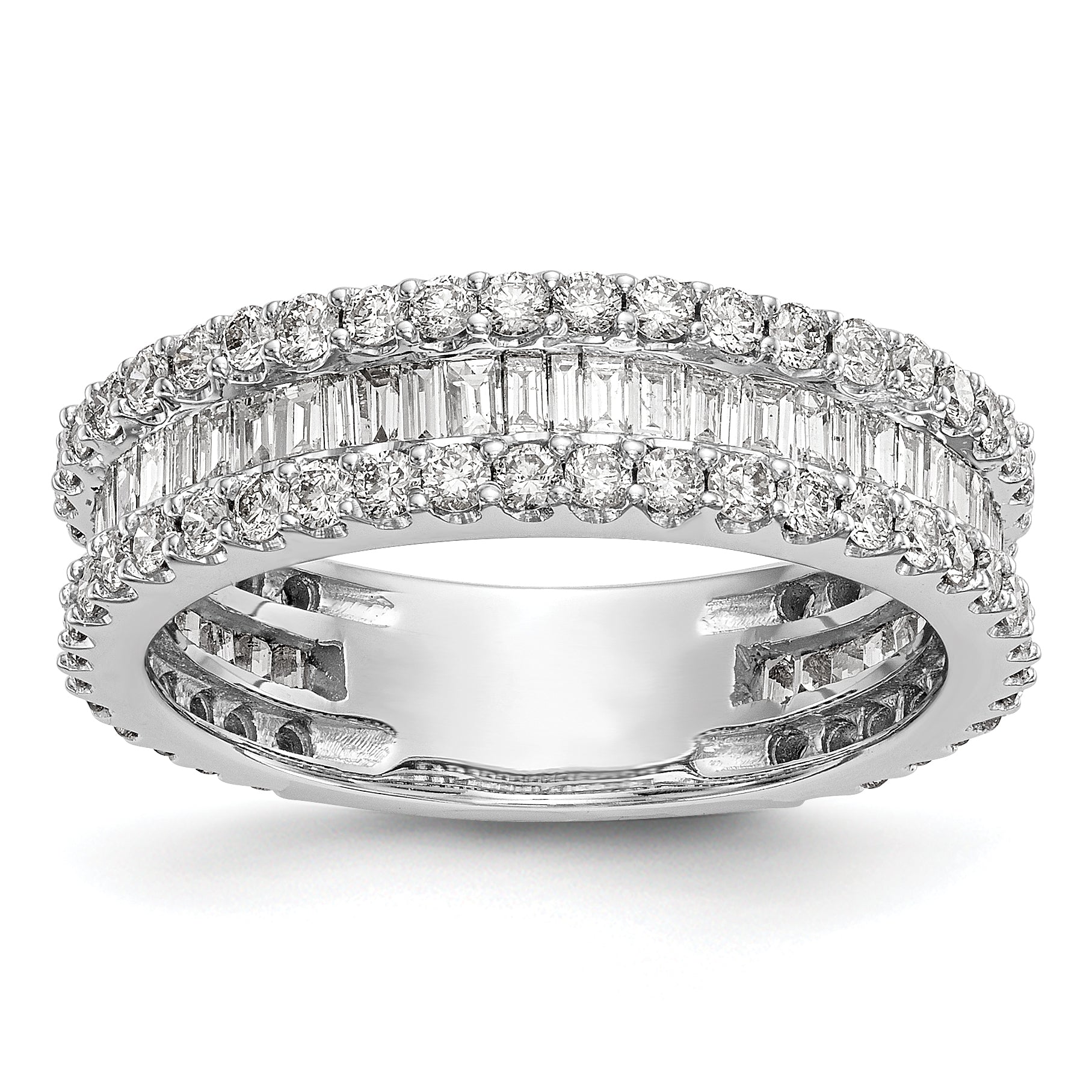 14K White Gold 1.5 carat Baguette/Round Diamond Complete Band Main image