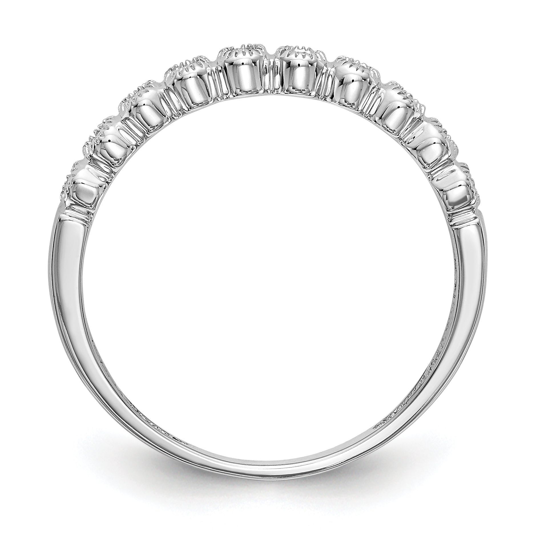 14K White Gold Bezel-set 1/10 carat Complete Diamond Band - 7
