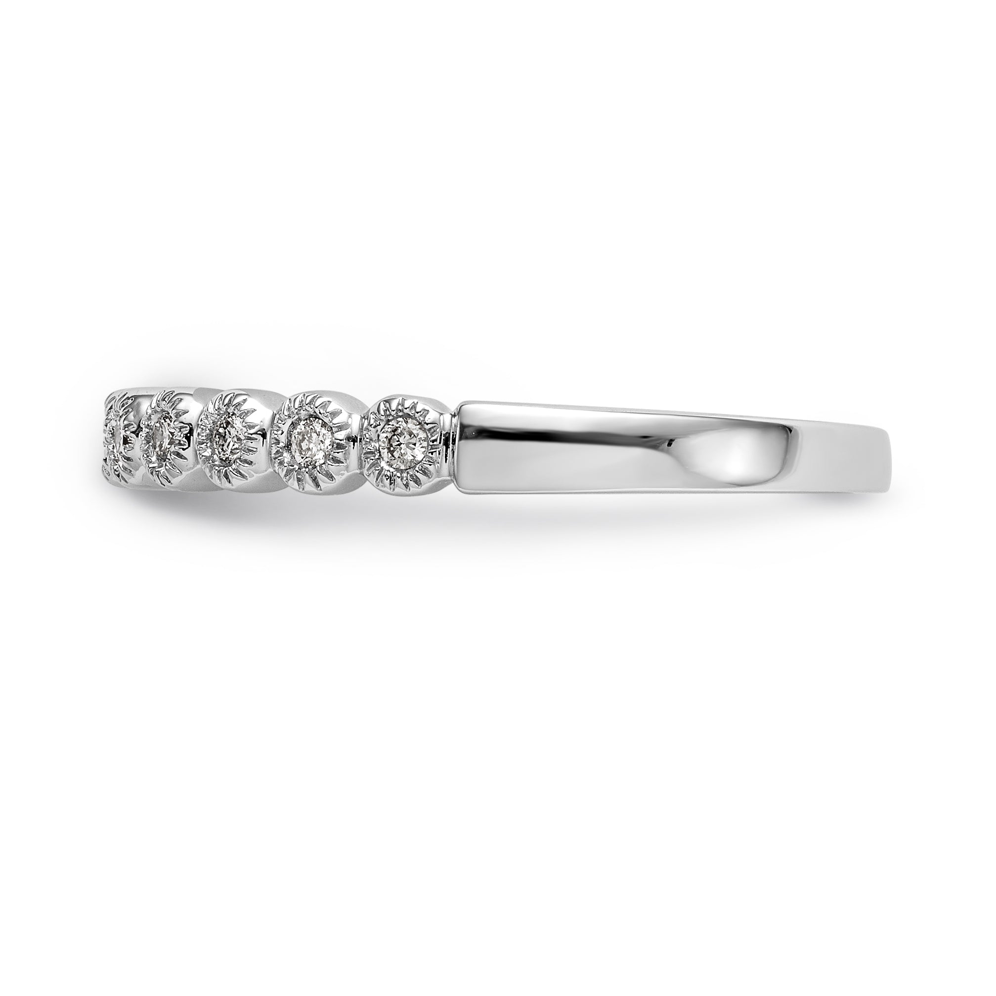 14K White Gold Bezel-set 1/10 carat Complete Diamond Band - 7