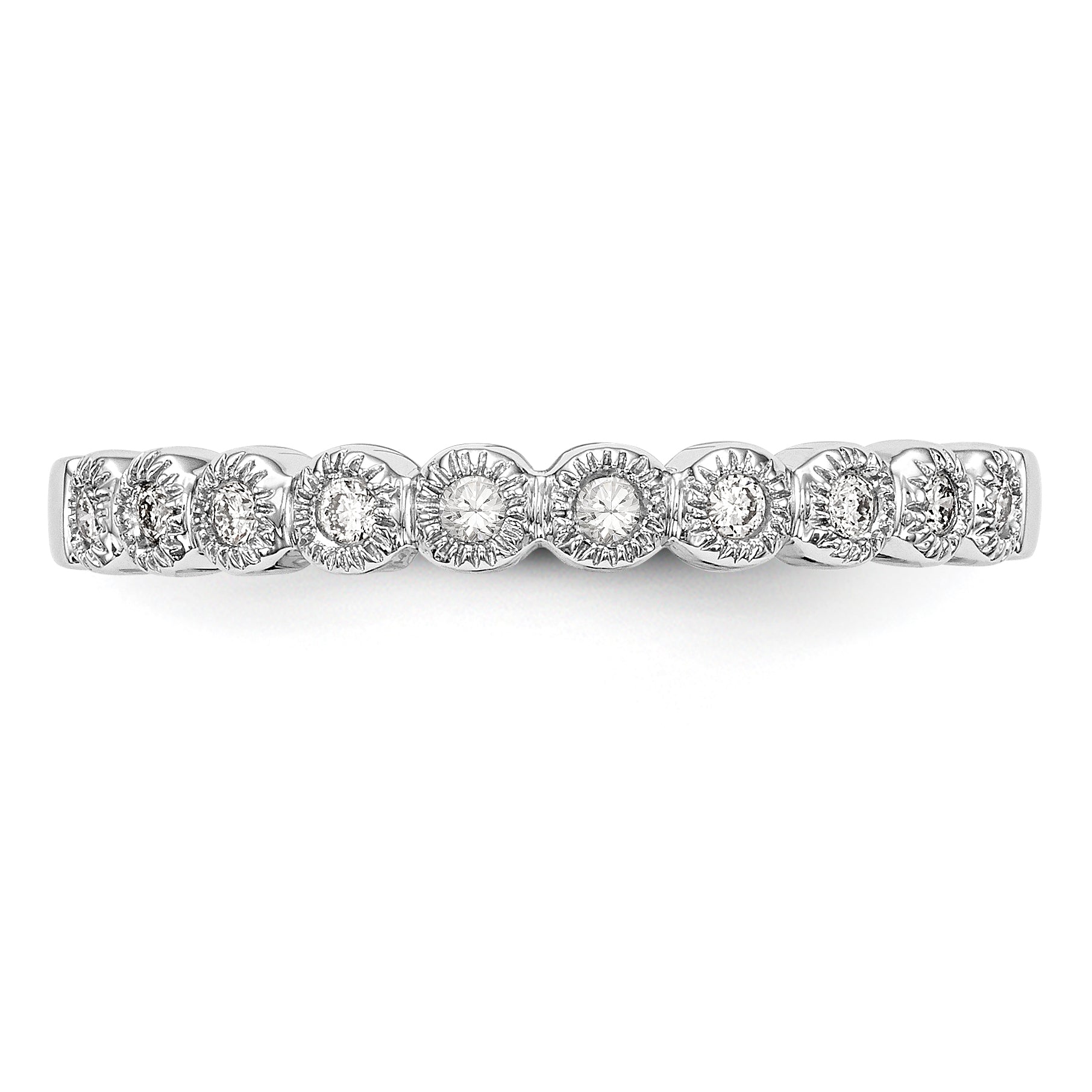 14K White Gold Bezel-set 1/10 carat Complete Diamond Band - 7