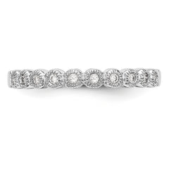 14K White Gold Bezel-set 1/10 carat Complete Diamond Band - 7
